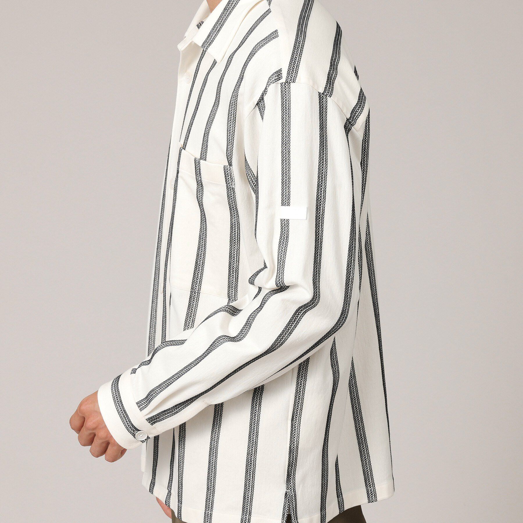 TAKEO KIKUCHI「カラミ ストライプ ジャージー シャツ」|シャツ・ブラウス|