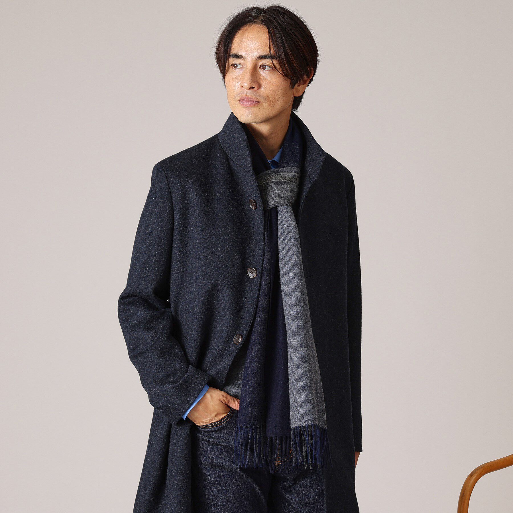 TAKEO KIKUCHI「【洗えるメリノウール混】グラデーション マフラー」|ストール|