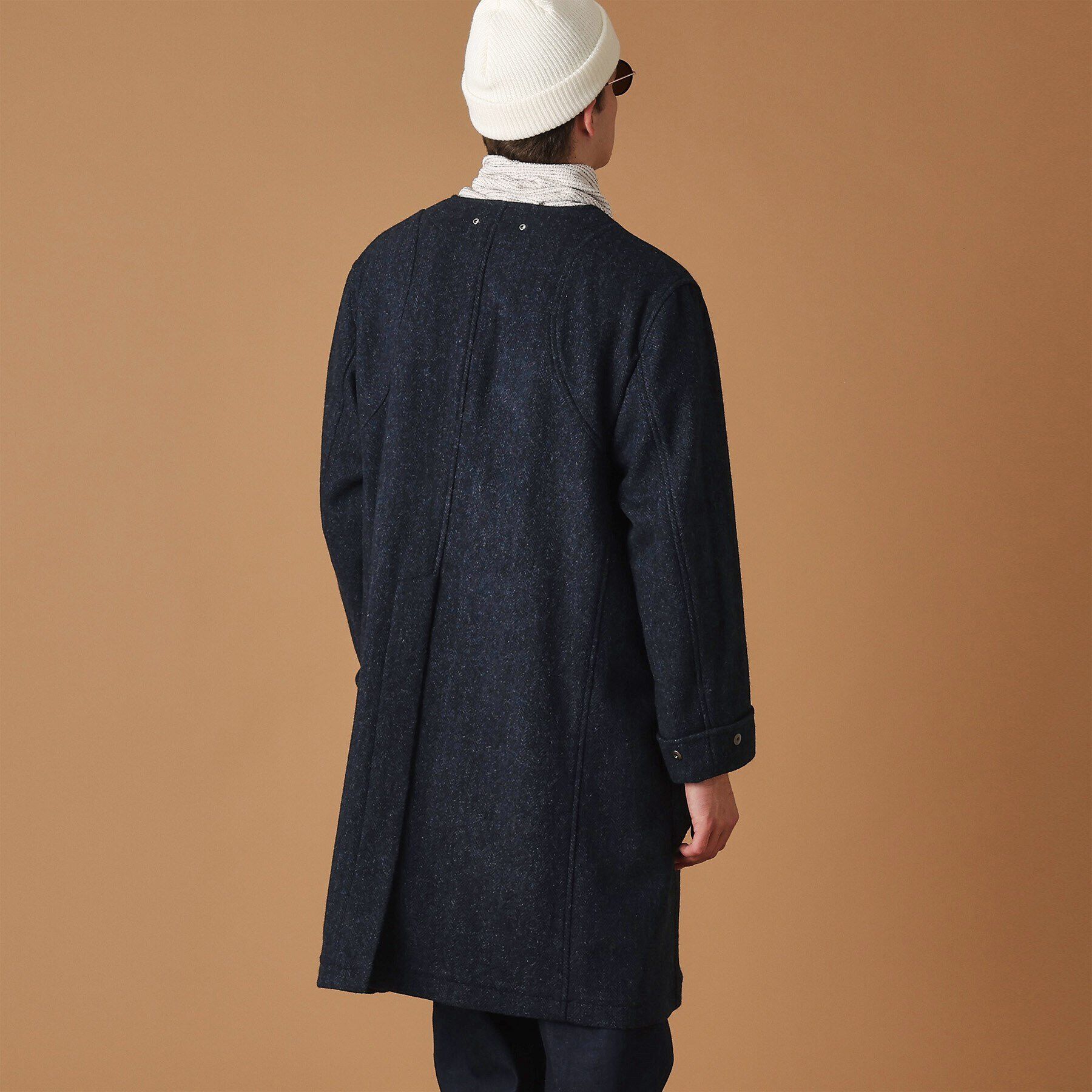 40CARATS&525「ウールヘリンボン ノーカラーコート」|ノーカラーコート|