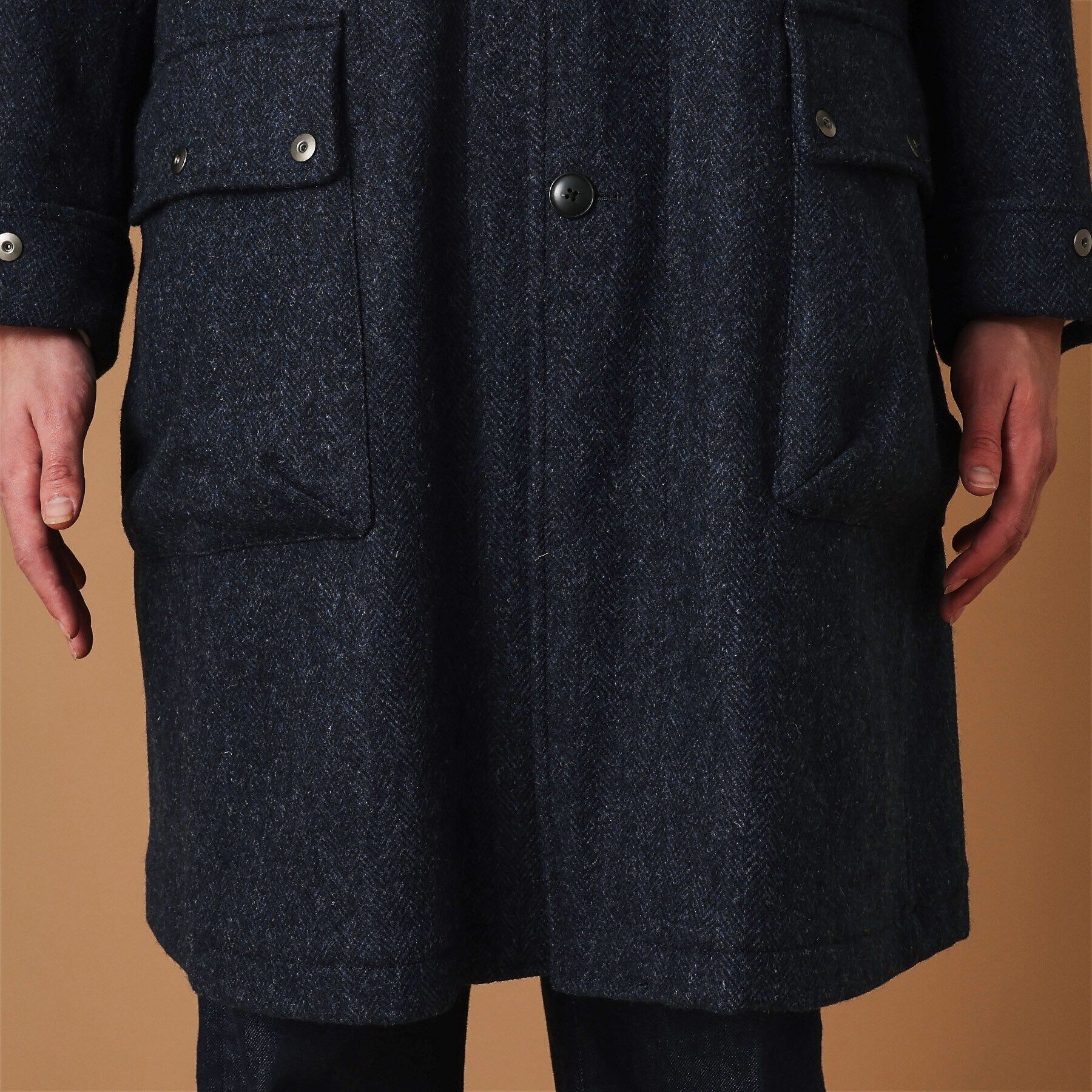 40CARATS&525「ウールヘリンボン ノーカラーコート」|ノーカラーコート|