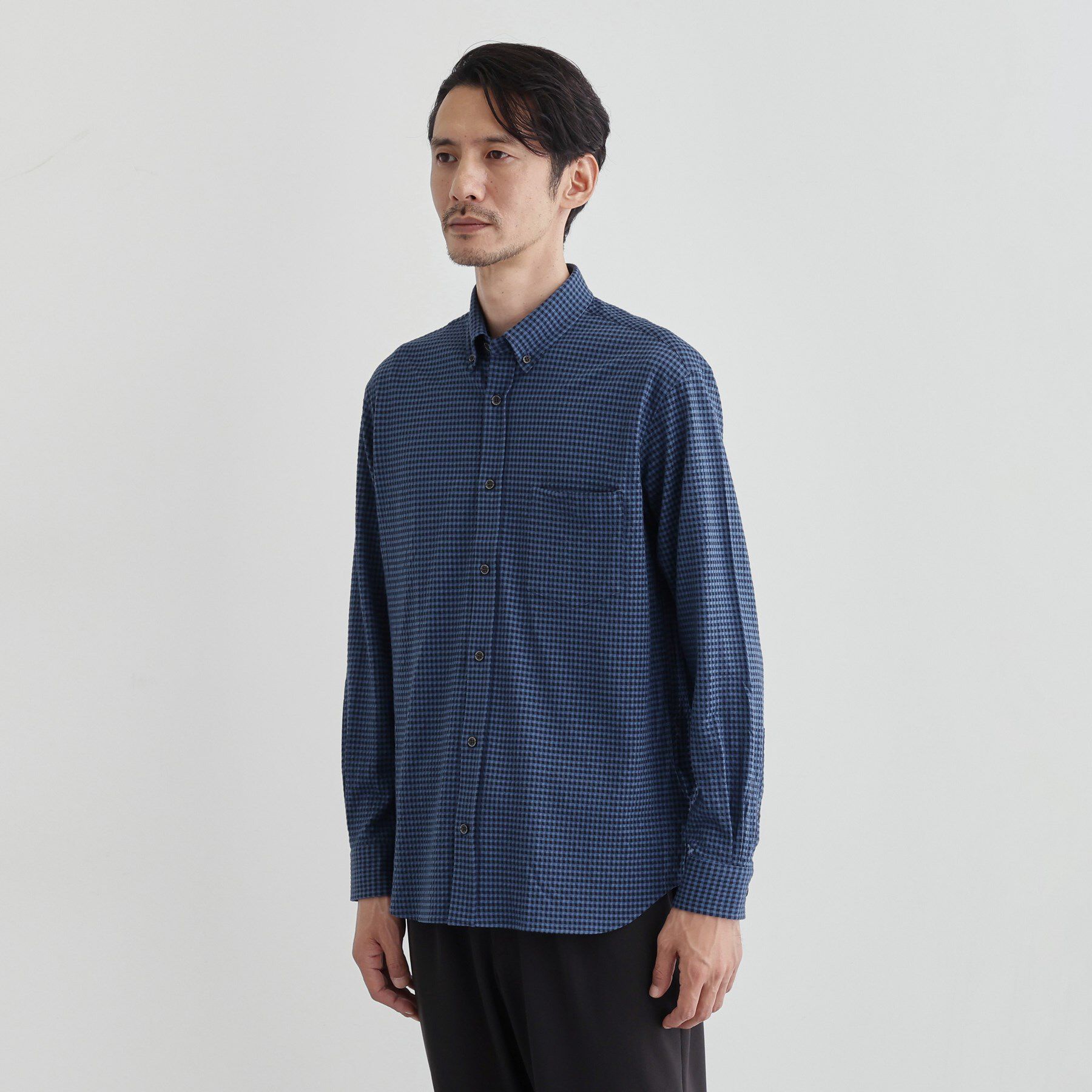 TAKEO KIKUCHI「【抗菌防臭】サッカーギンガムチェック ボタンダウンシャツ」|シャツ・ブラウス|ブルー(293)