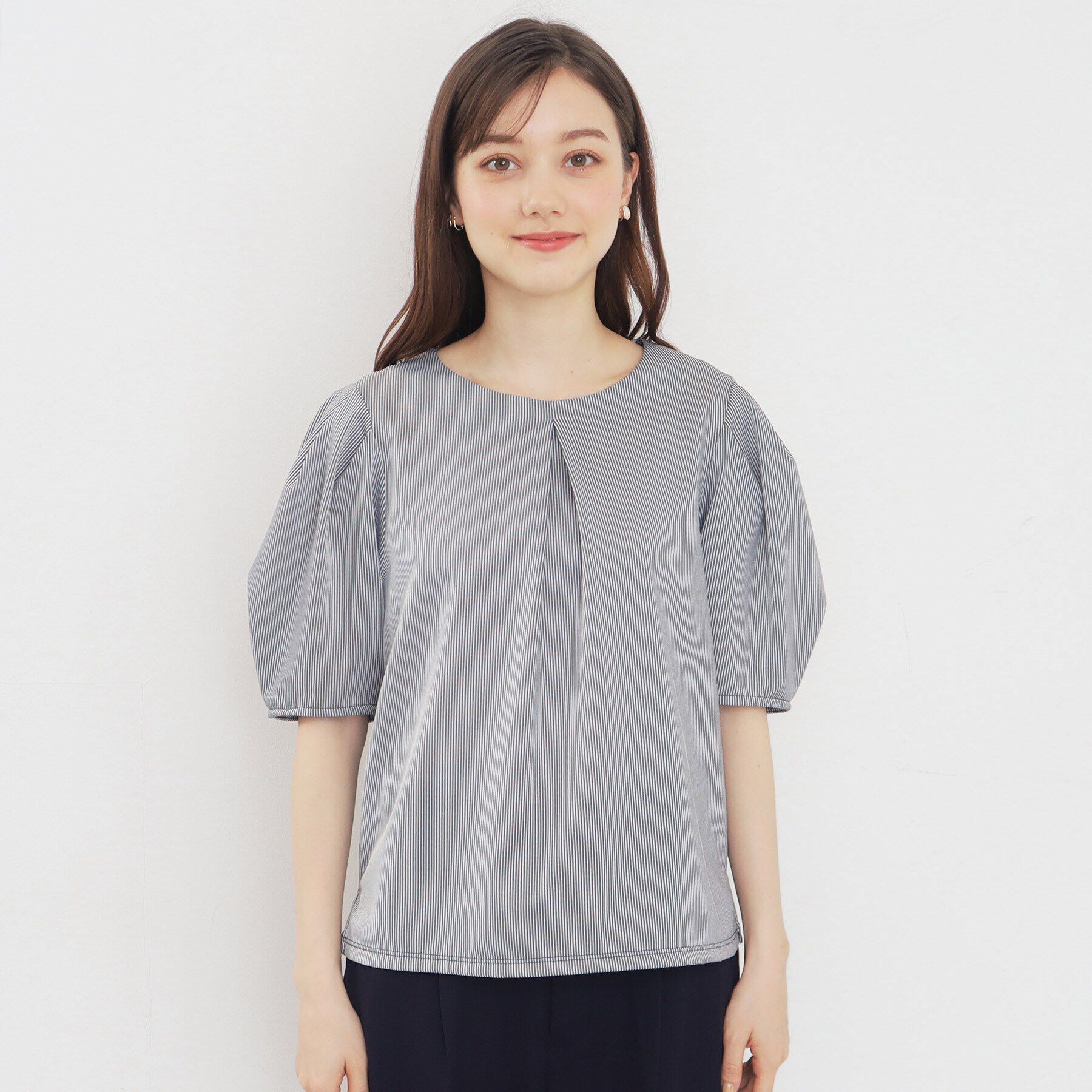 index「ストライプタックスリーブトップス【吸水速乾/洗濯機洗い可】」|Tシャツ・カットソー|