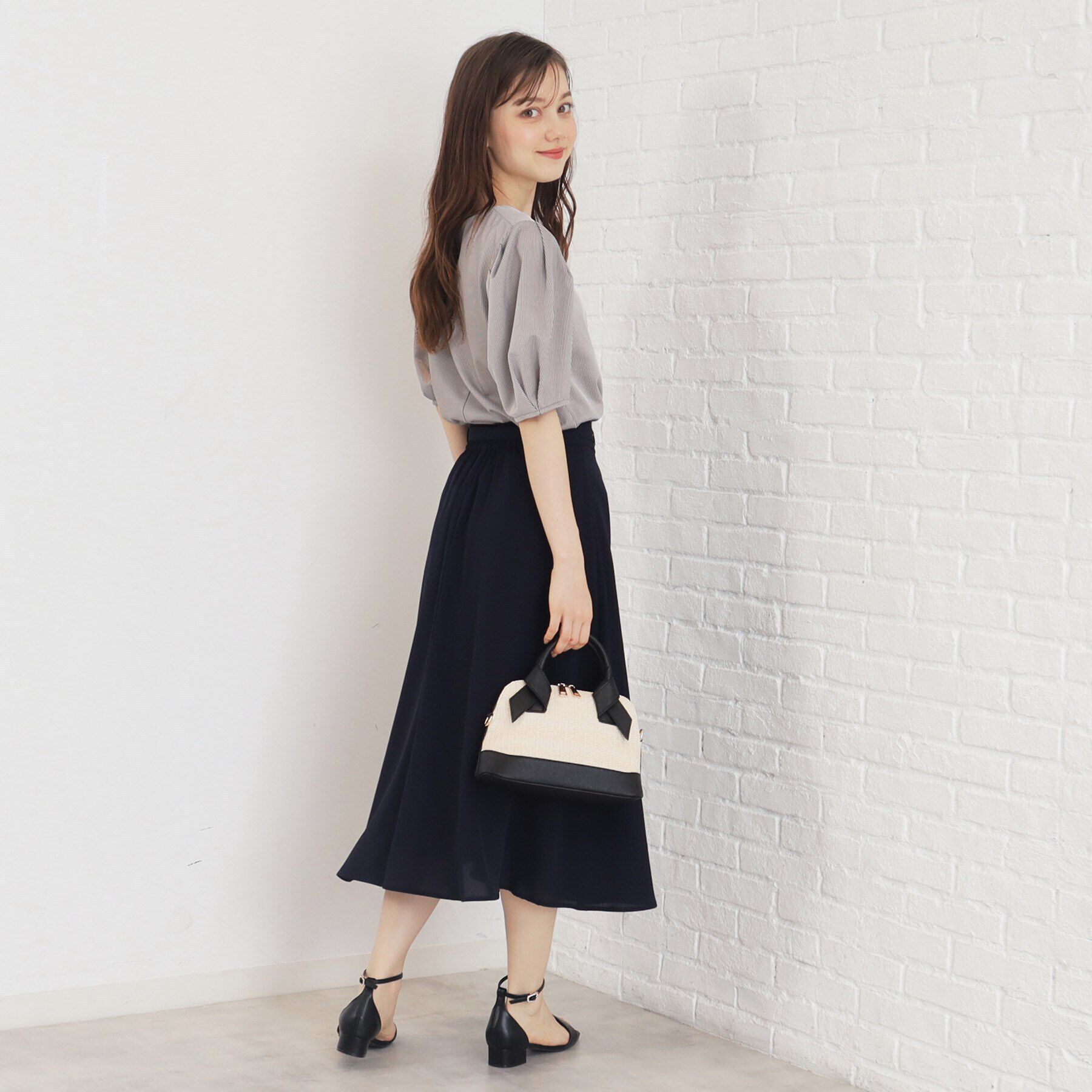 index「ストライプタックスリーブトップス【吸水速乾/洗濯機洗い可】」|Tシャツ・カットソー|