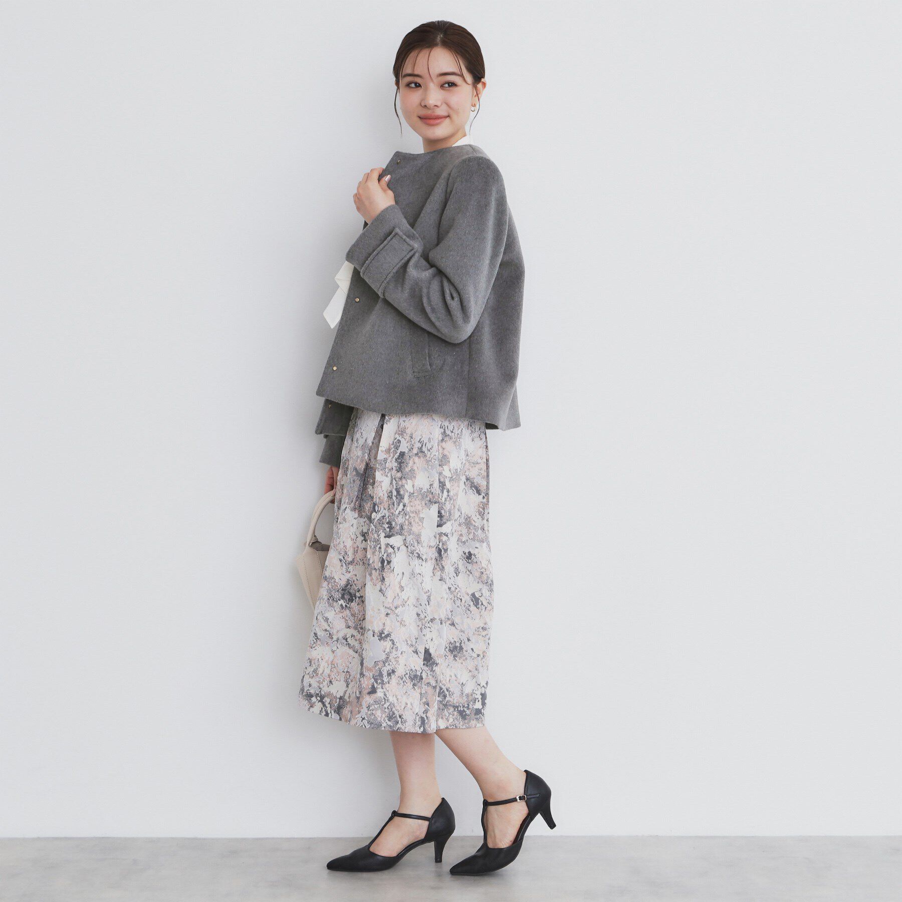 index「《5color/XS-LLsize》ウール混ノーカラーショートコート」|ノーカラーコート|