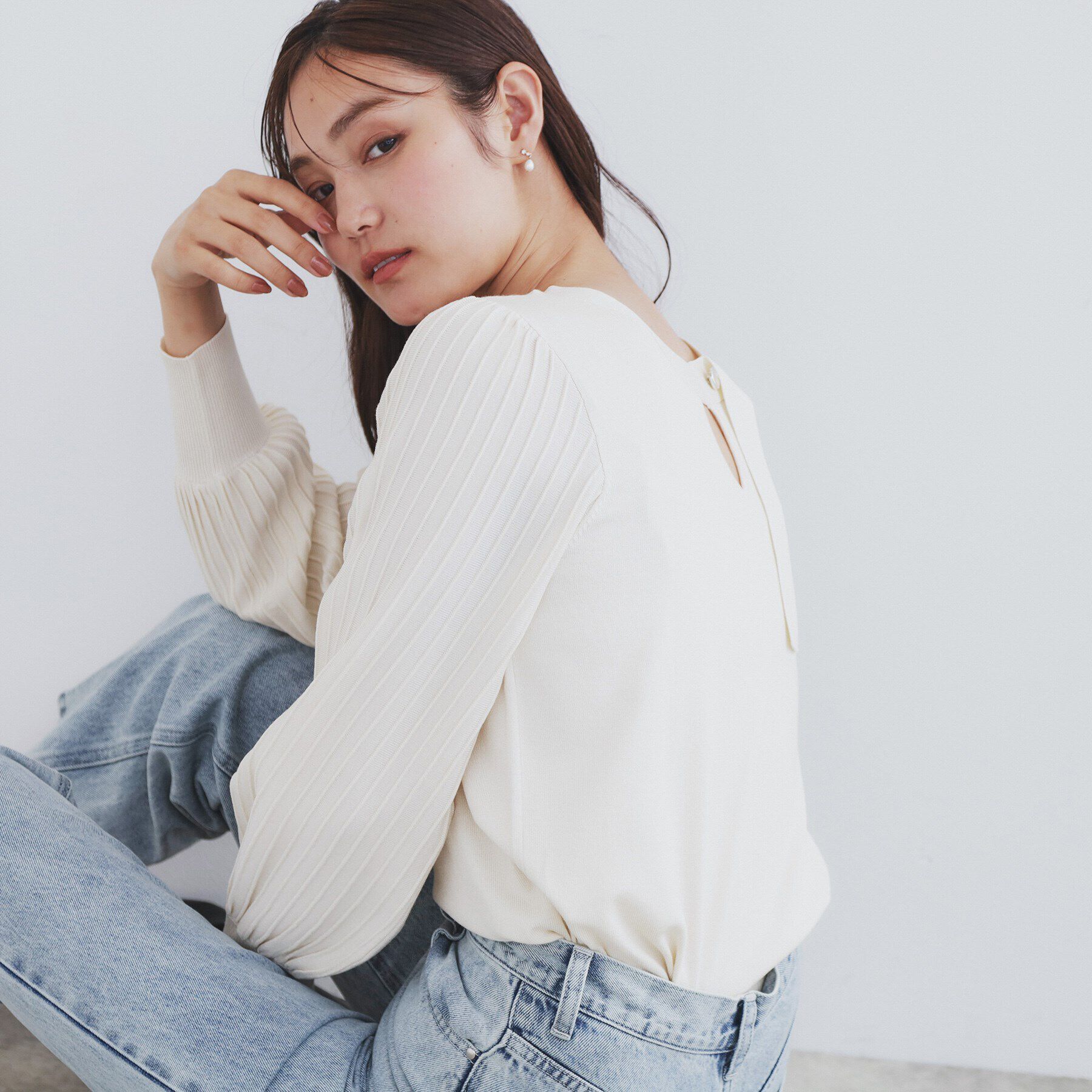 index「前後2way プリーツスリーブニット【洗濯機洗い可/抗ピル】」|ニット・セーター|