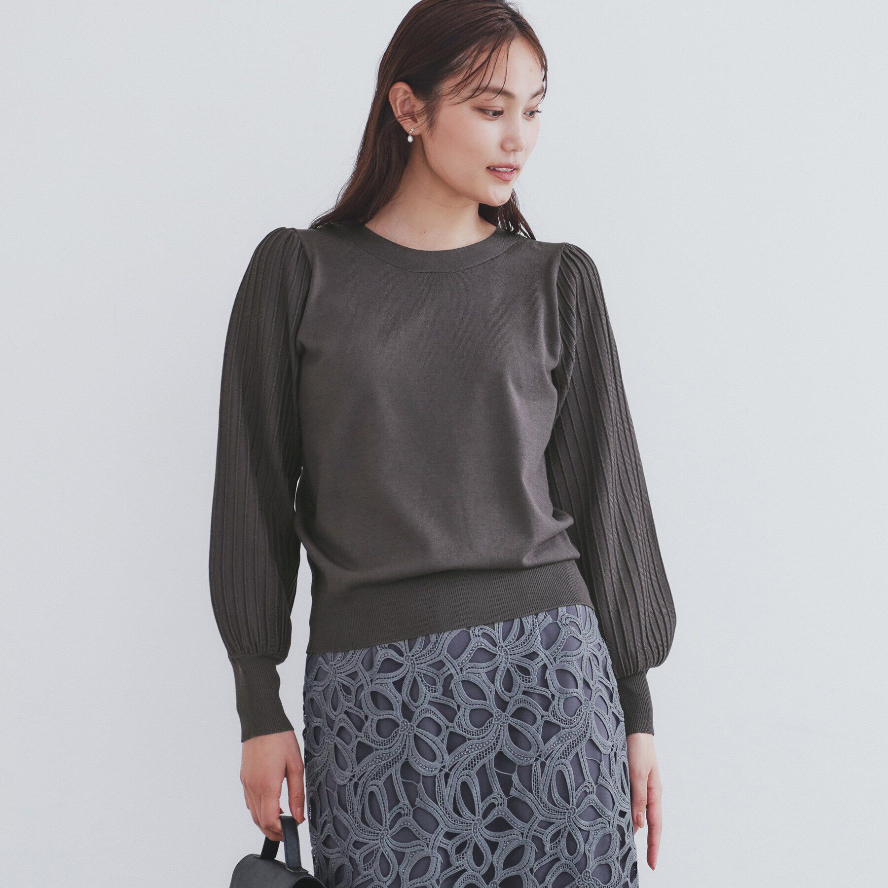 index「前後2way プリーツスリーブニット【洗濯機洗い可/抗ピル】」|ニット・セーター|