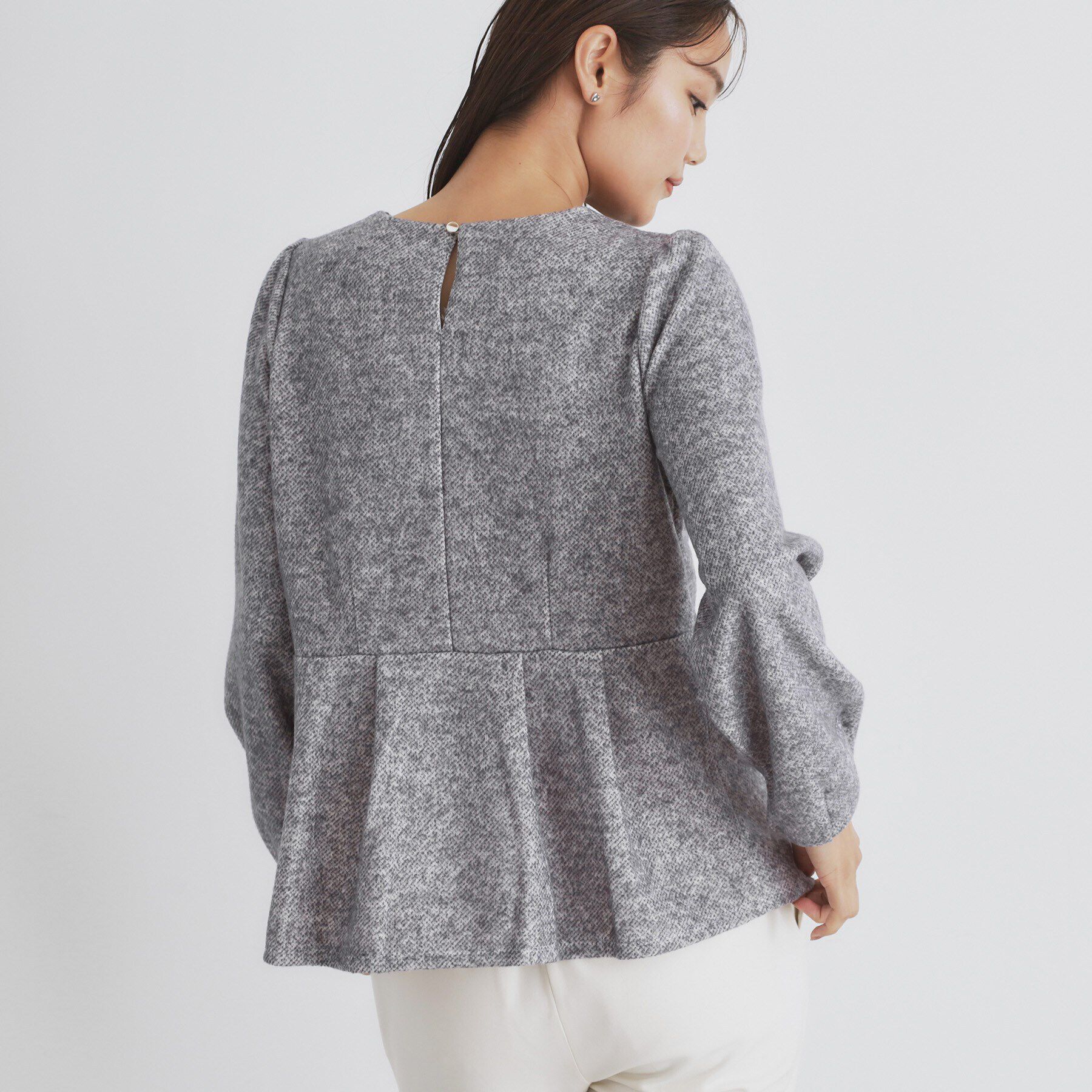 index「起毛ツイード調ジャージトップス【洗濯機洗い可】」|Tシャツ・カットソー|