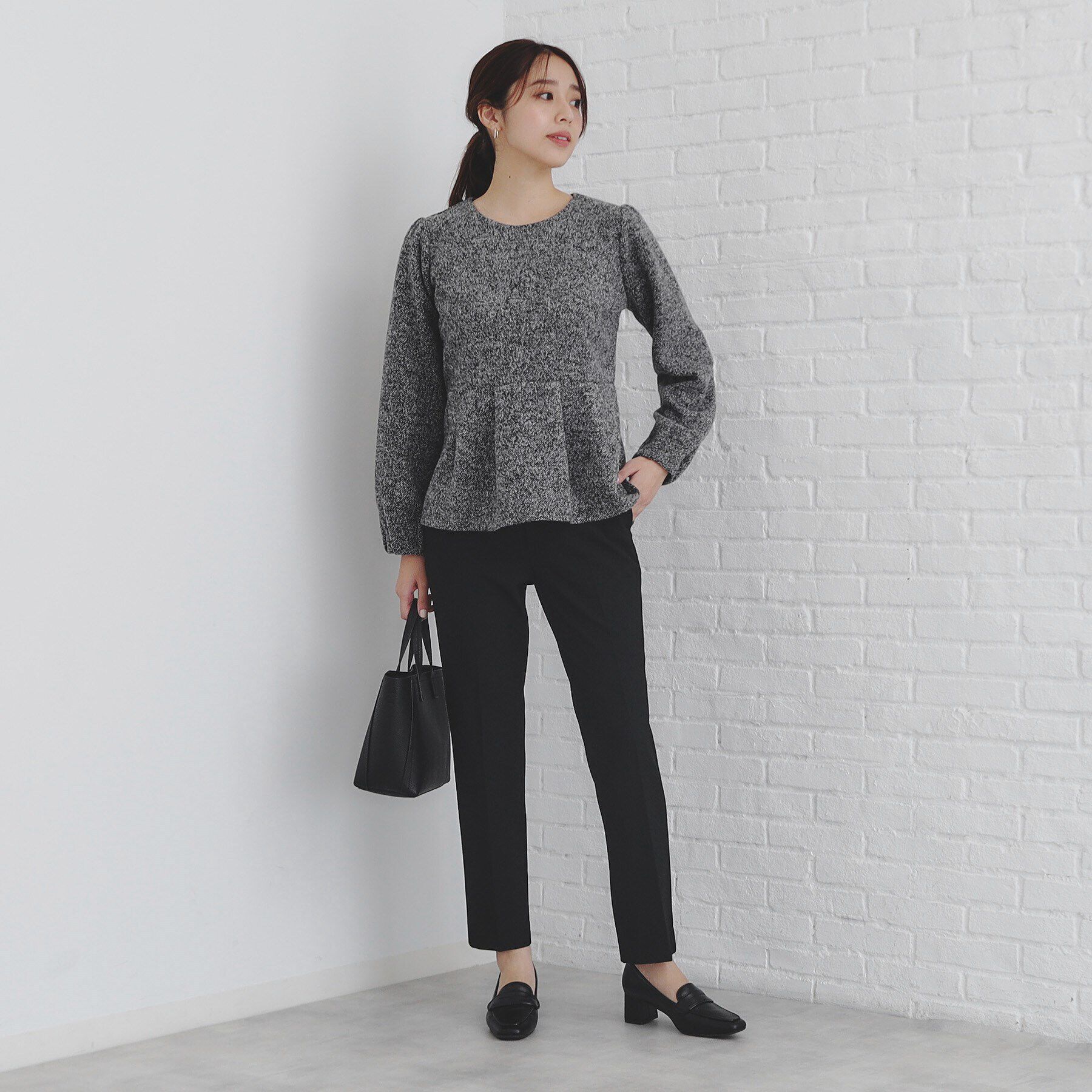 index「起毛ツイード調ジャージトップス【洗濯機洗い可】」|Tシャツ・カットソー|