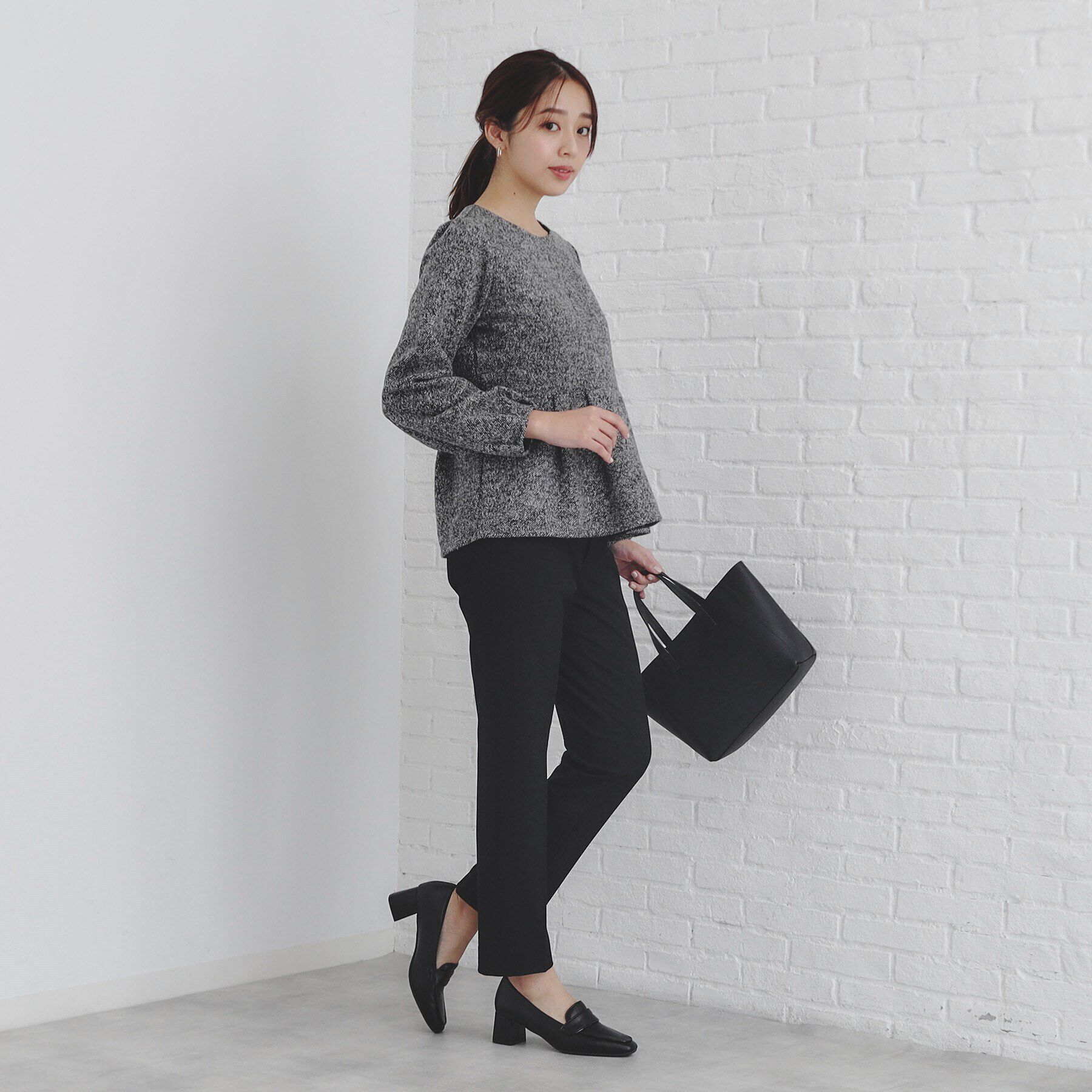 index「起毛ツイード調ジャージトップス【洗濯機洗い可】」|Tシャツ・カットソー|