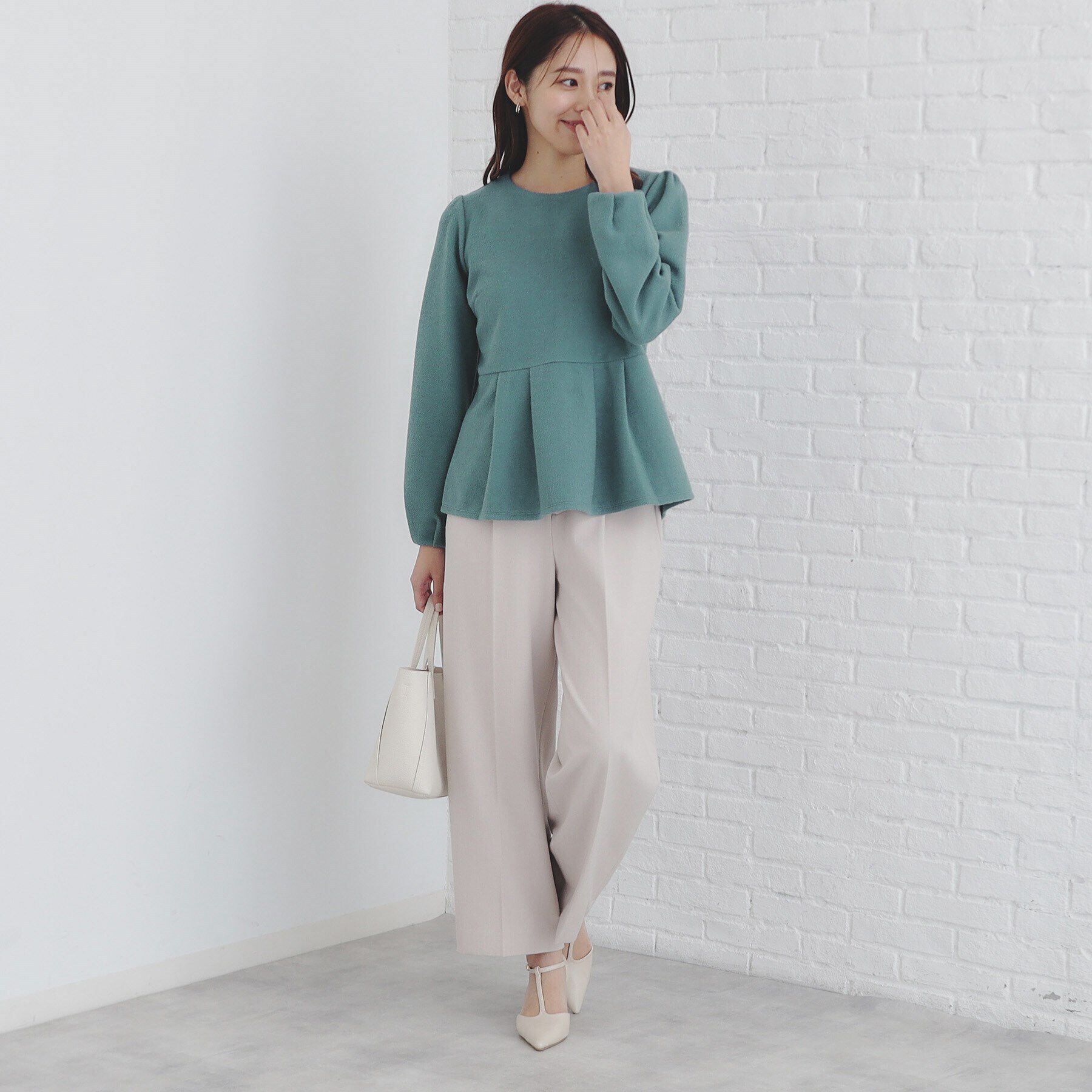 index「起毛ツイード調ジャージトップス【洗濯機洗い可】」|Tシャツ・カットソー|