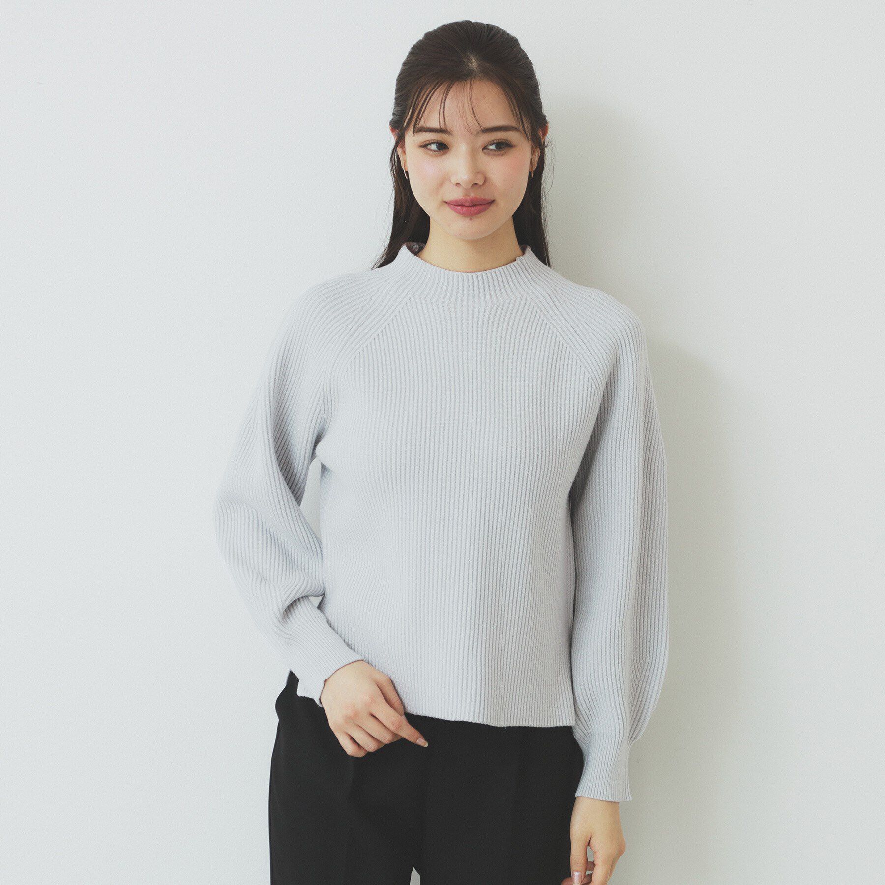 index「ラグランスリーブリブニット【洗濯機洗い可】」|ニット・セーター|