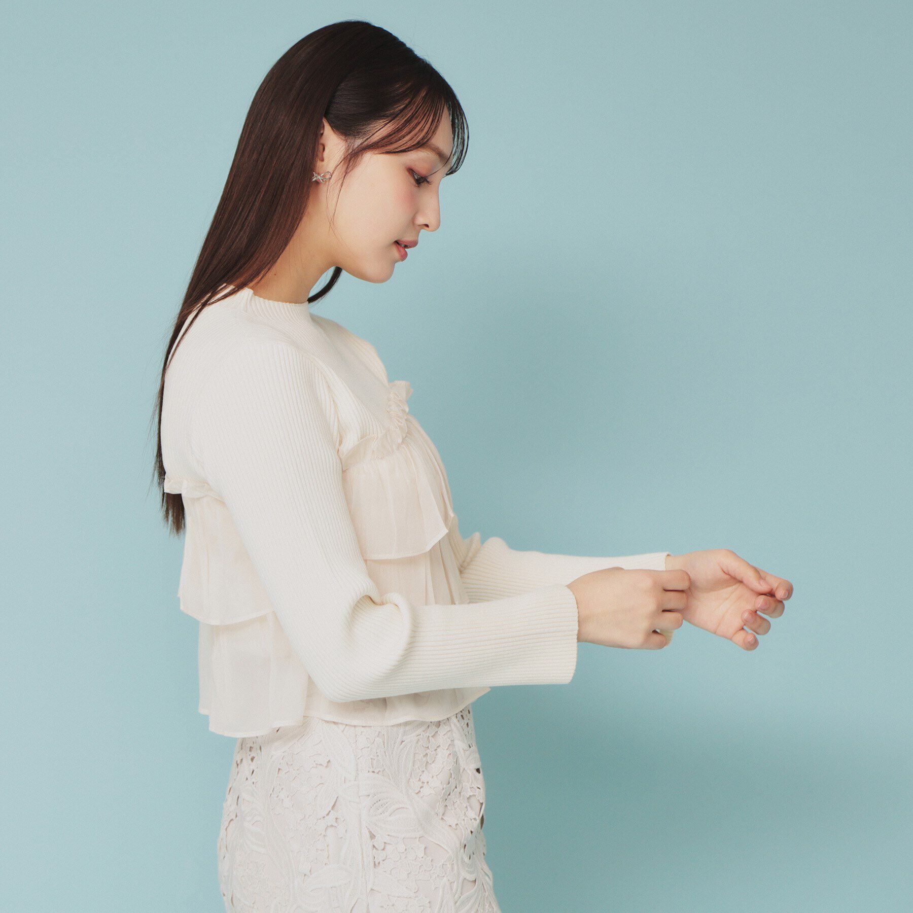 index「《5color》ティアードフリルリブニット【洗濯機洗い可】」|ニット・セーター|