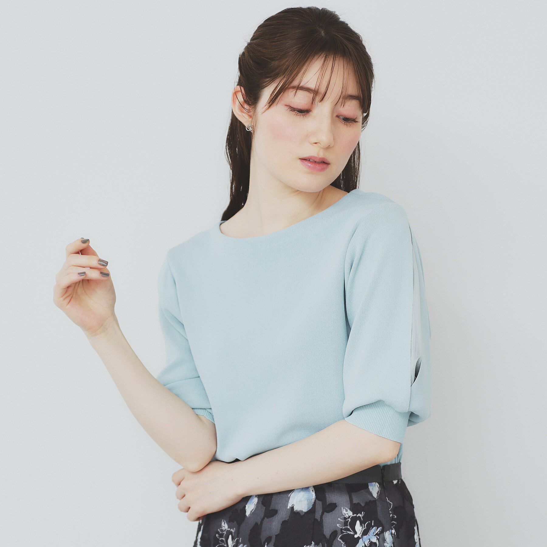 index「《6色展開/XS-LLサイズ》ドライタッチ デザインスリーブニット【洗濯機洗い可/接触冷感/抗ピル】」|ニット・セーター|