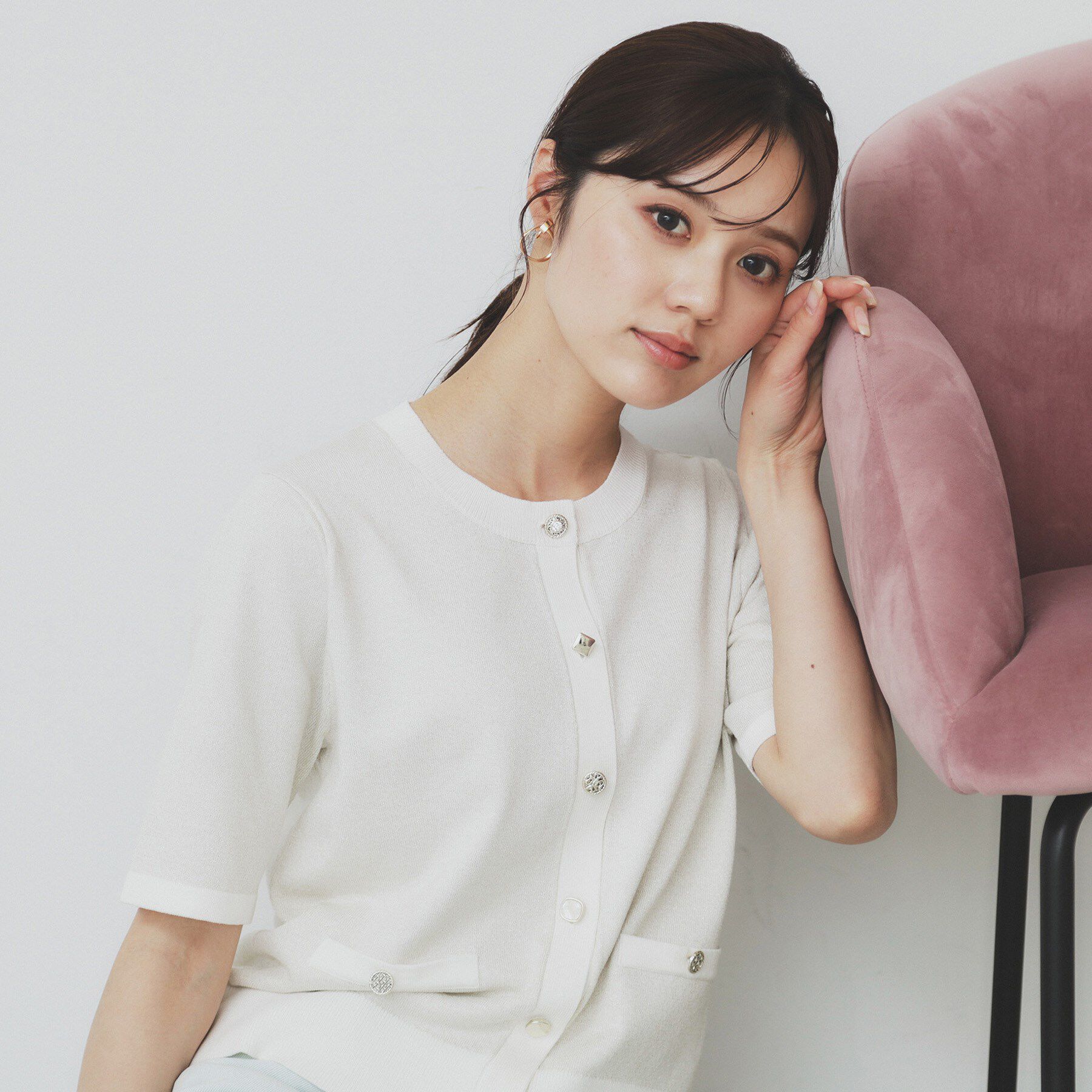 index「ラメバイカラー半袖カーディガン【洗濯機洗い可】」|カーディガン|ゴールド(507)