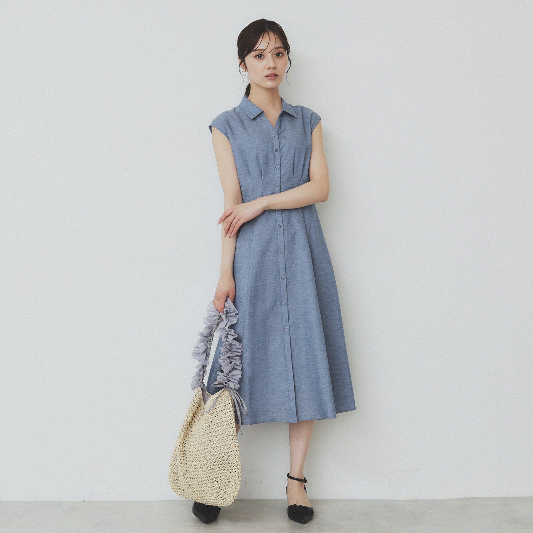 index「リネンライクシャツワンピース【洗濯機洗い可】」|ワンピース|