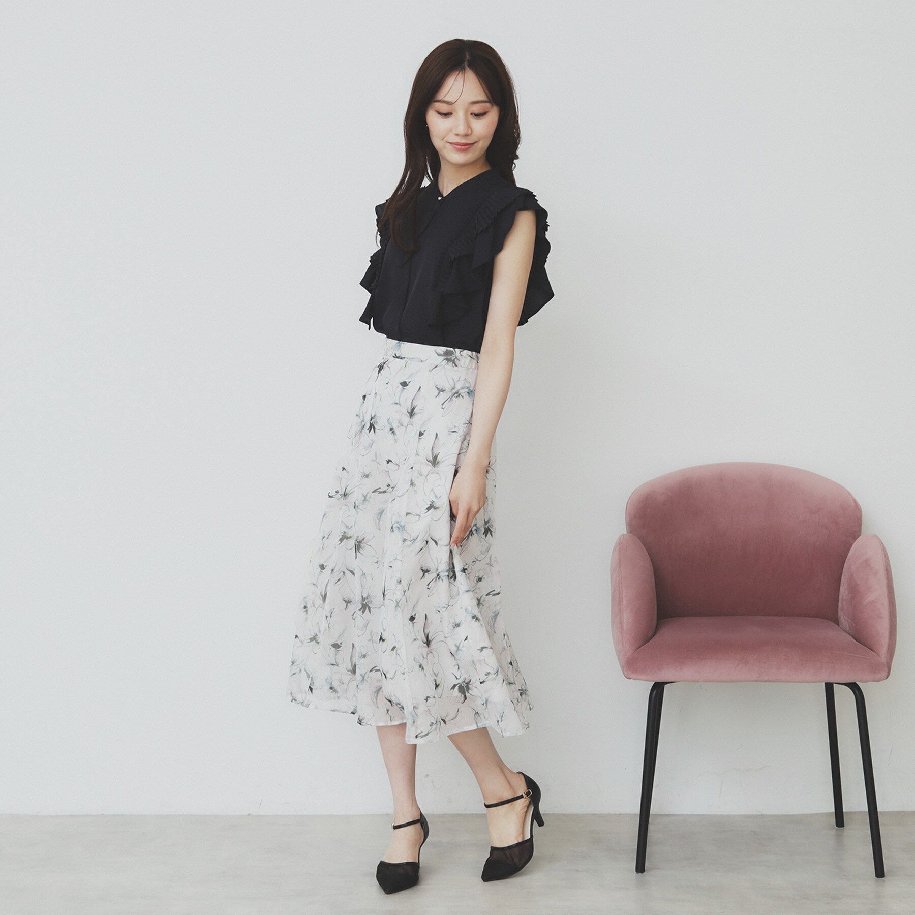 index「プリーツフリルバンドカラーブラウス【洗濯機洗い可/イージーアイロン】」|シャツ・ブラウス|