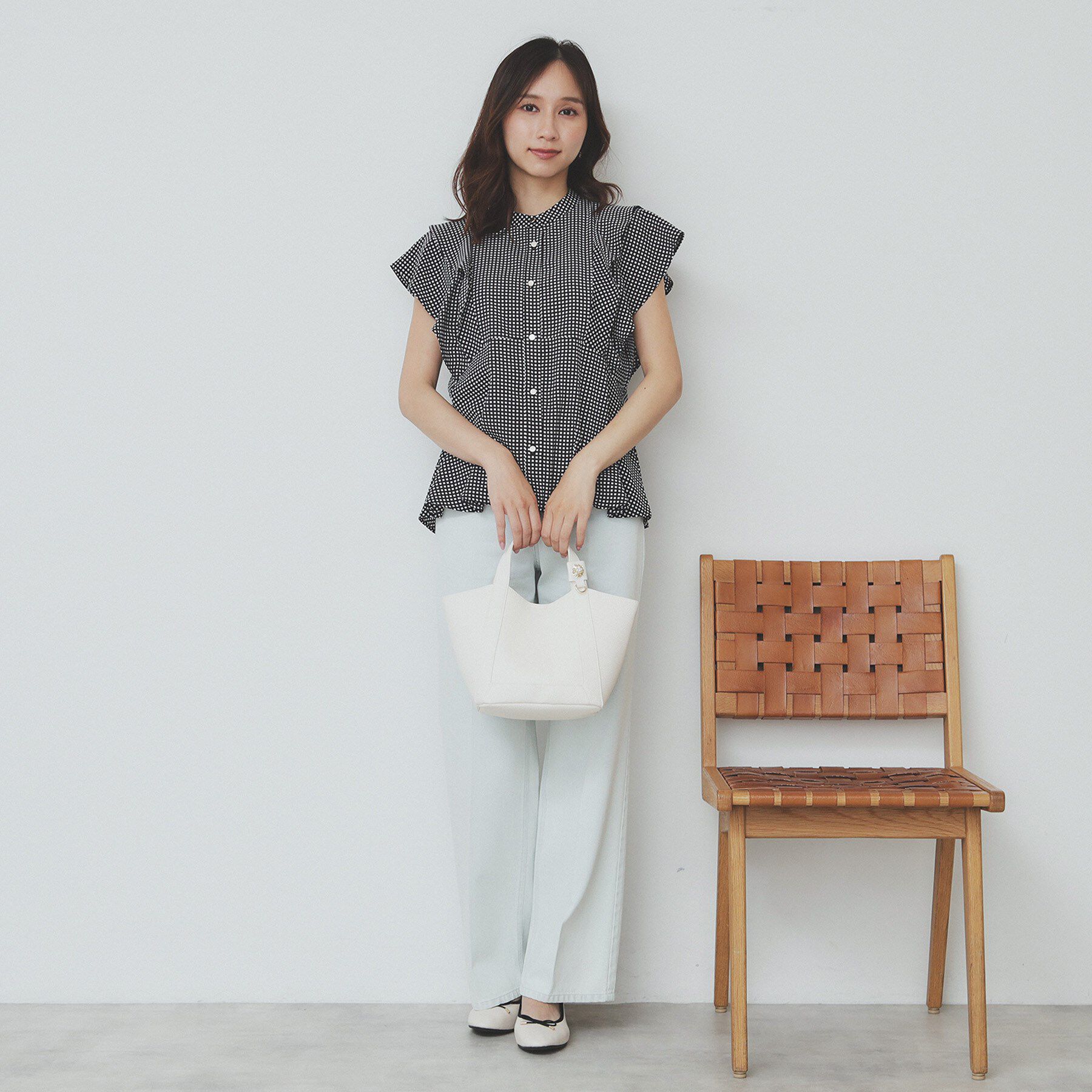 index「【2WAY】フラワーパーツ付き合皮ミドルトートバッグ」|トートバッグ|