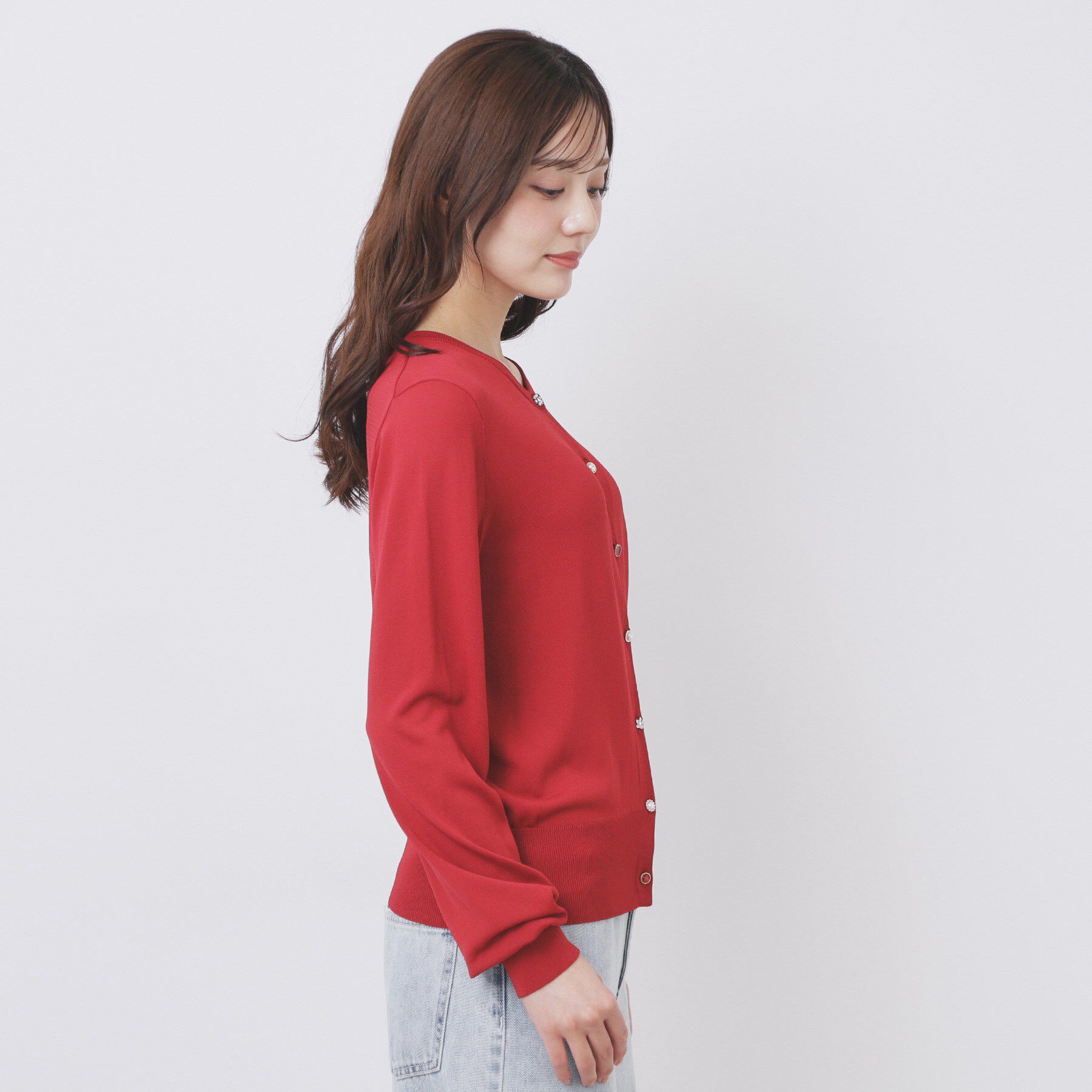 index「《美人百花掲載》ビジュークルーネックカーディガン【洗濯機洗い可/UVケア/接触冷感/抗ピル】」|カーディガン|