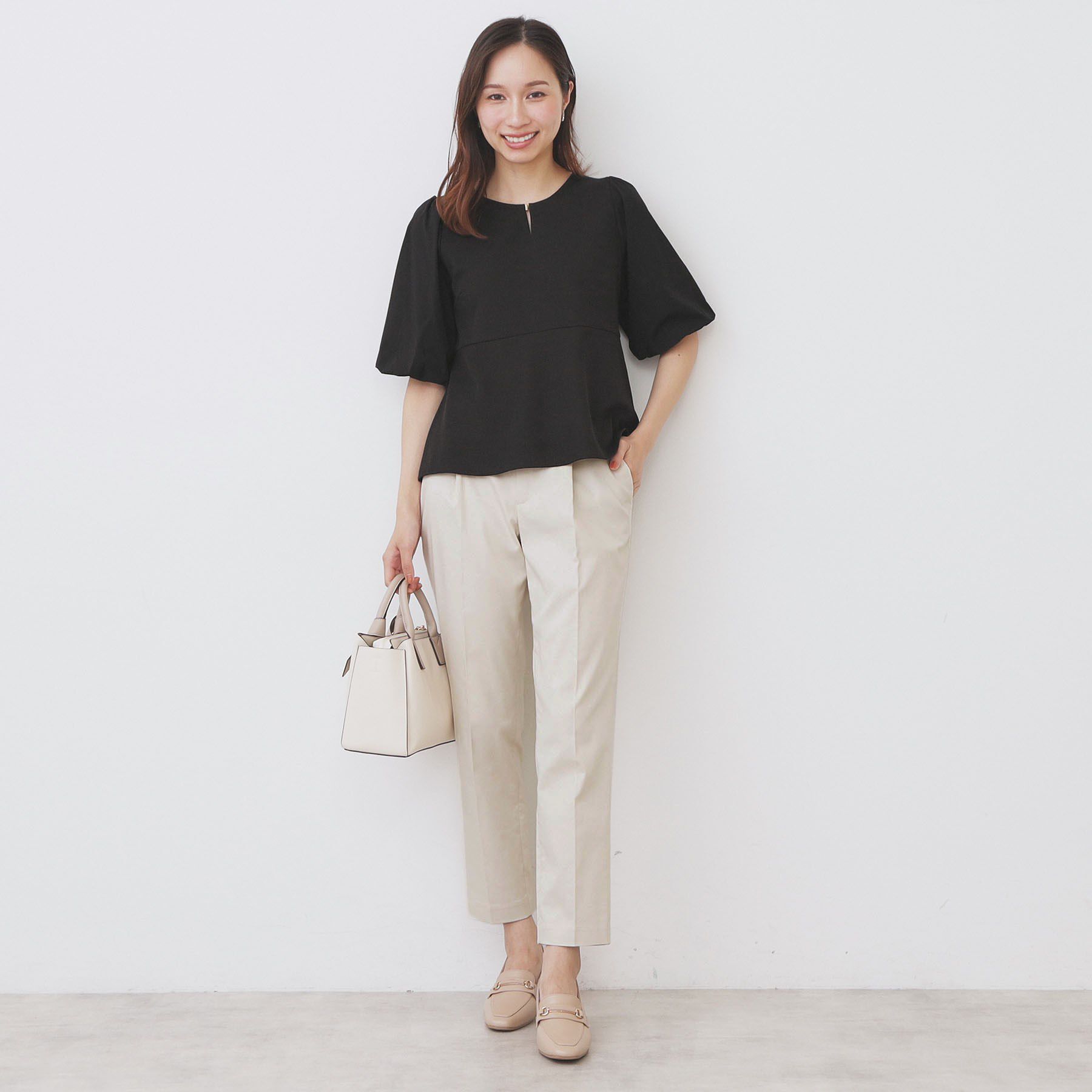 index「《S-LLサイズ》バルーンスリーブペプラムトップス【洗濯機洗い可/接触冷感/UVケア】」|Tシャツ・カットソー|