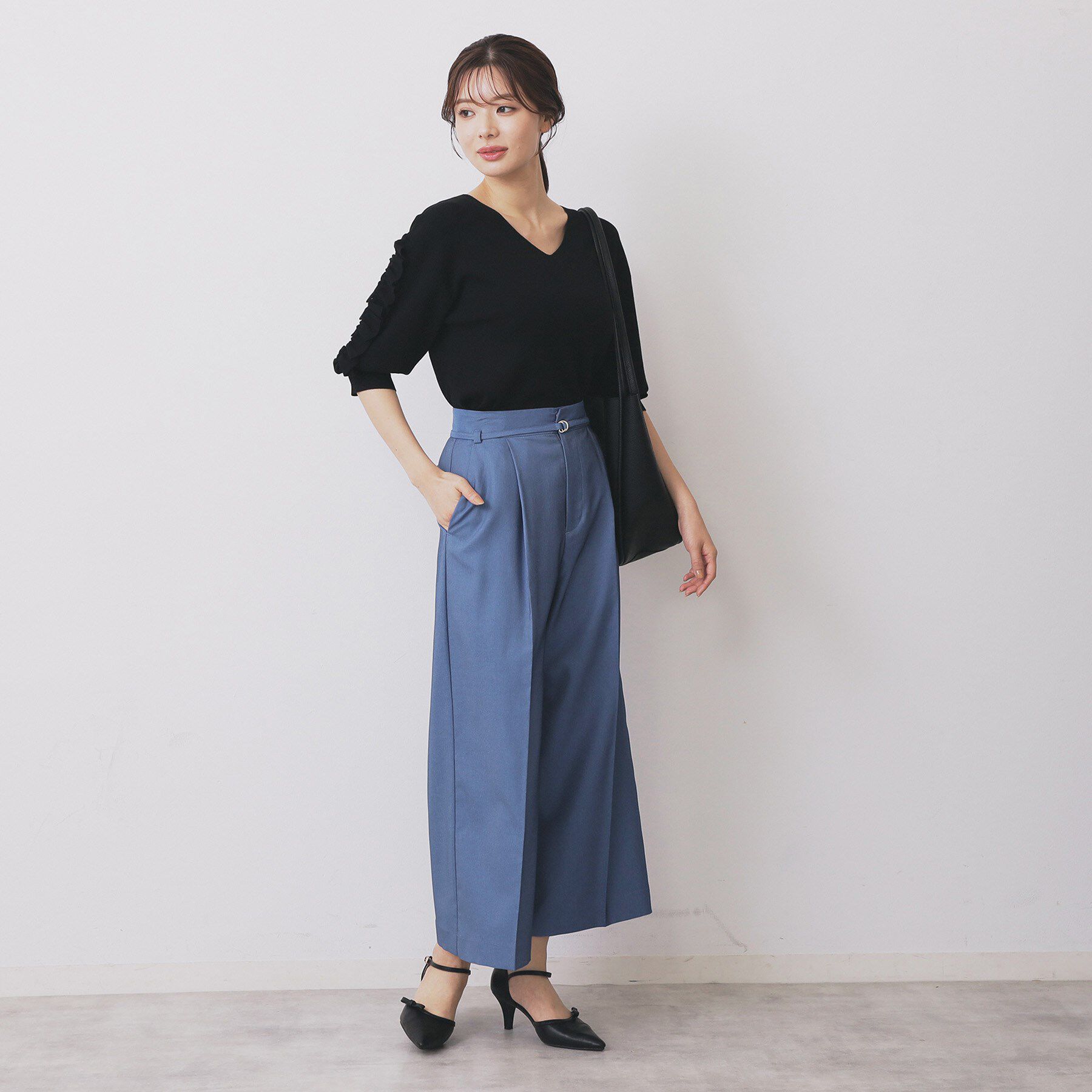 index「ベルト付きストレッチワイドパンツ【洗濯機洗い可】」|その他|