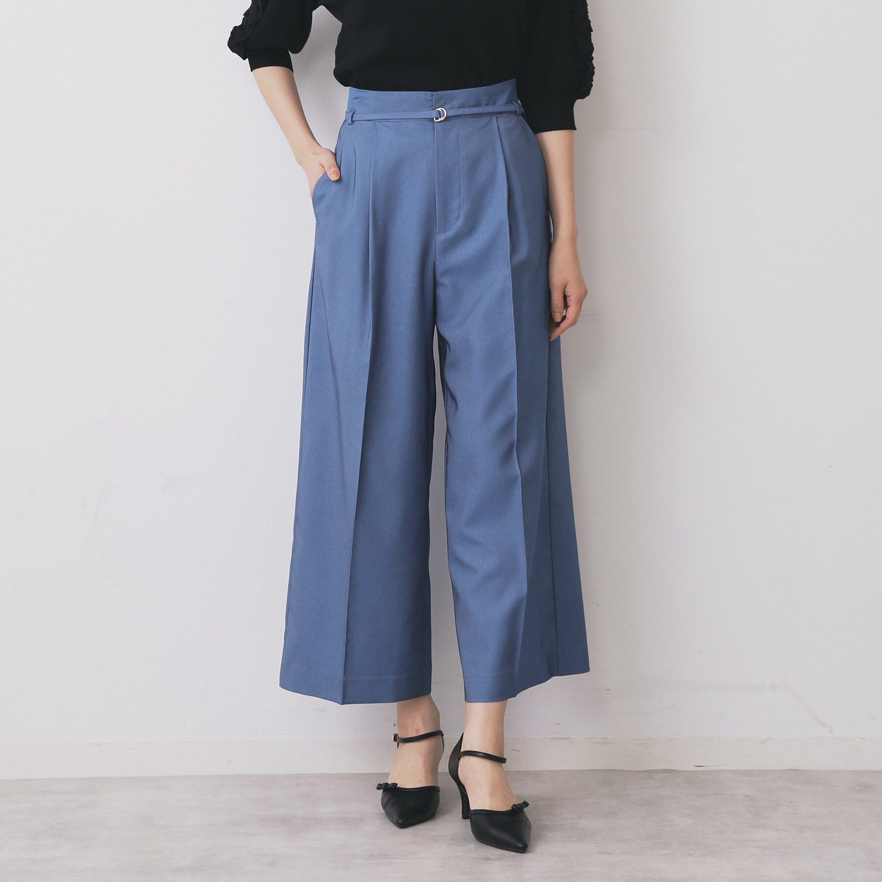 index「ベルト付きストレッチワイドパンツ【洗濯機洗い可】」|その他|