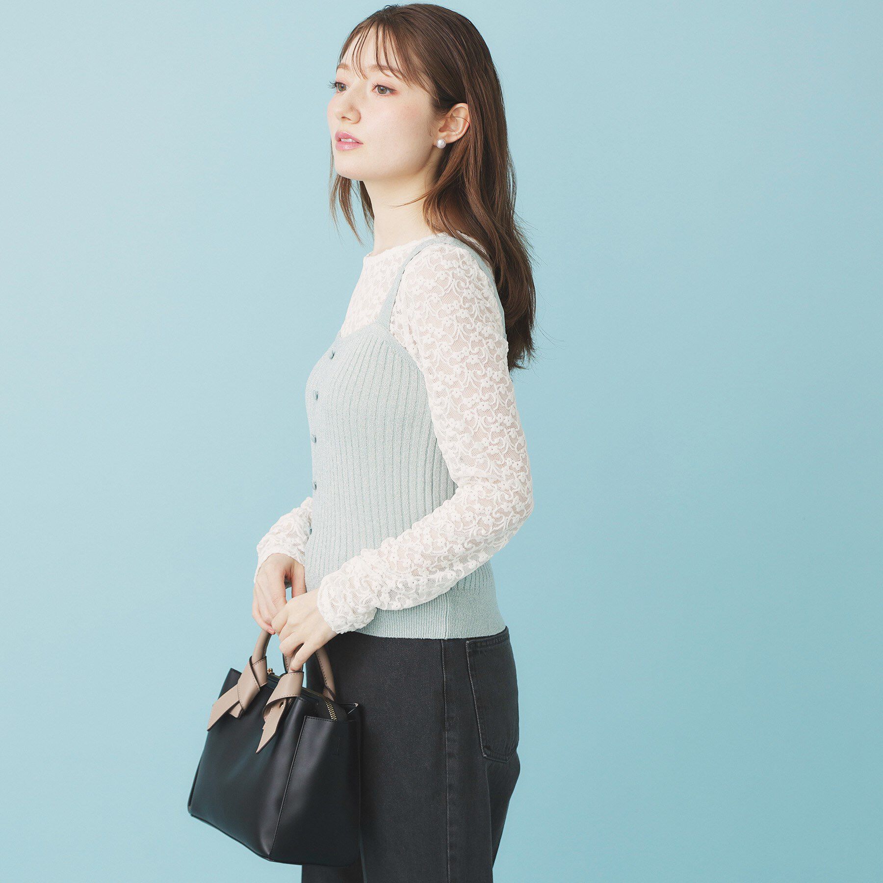 index「ミニモールラメビスチェキャミ/アンサンブル対応【洗濯機OK】」|ニット・セーター|