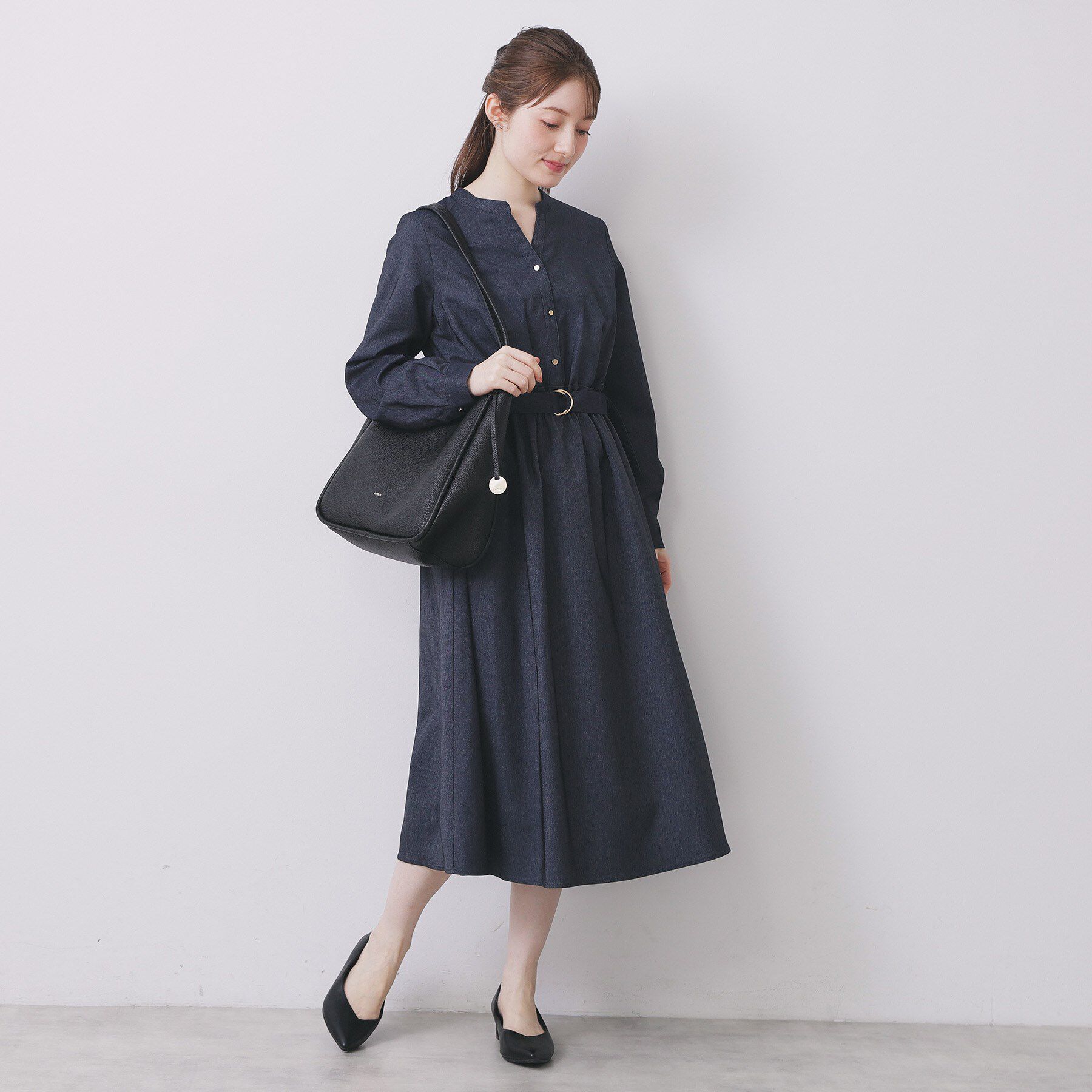 index「シャンブレーツイルドッキングフレアワンピース【洗濯機OK/イージーアイロン】」|ワンピース|