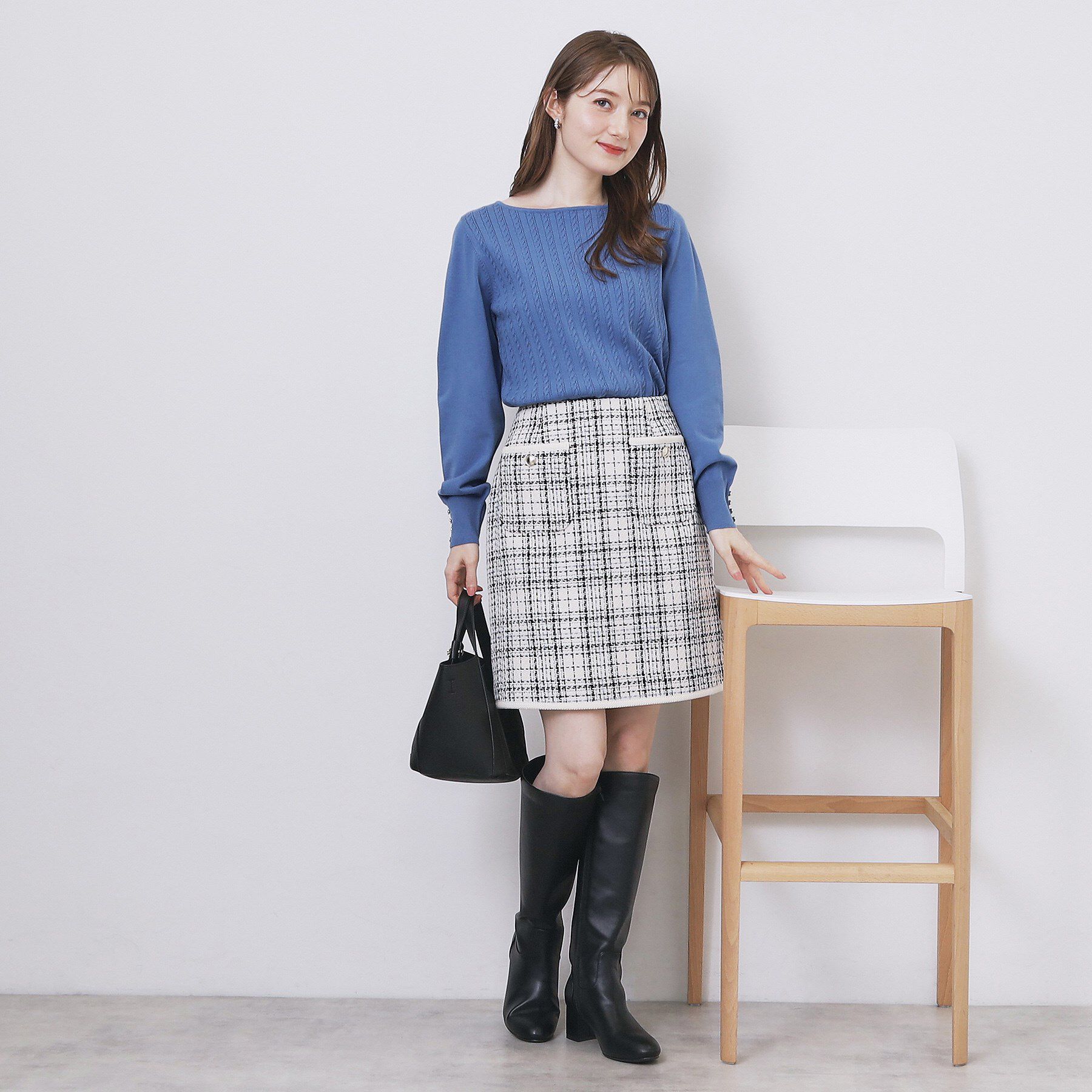 index「ボートネックケーブルニット【洗濯機OK/抗ピル】」|ニット・セーター|