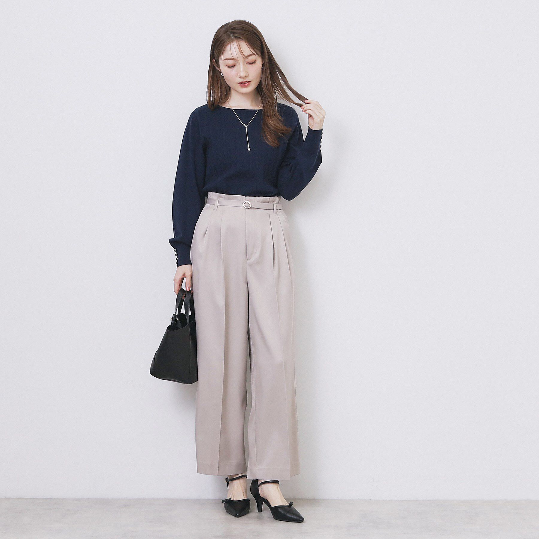 index「ボートネックケーブルニット【洗濯機OK/抗ピル】」|ニット・セーター|