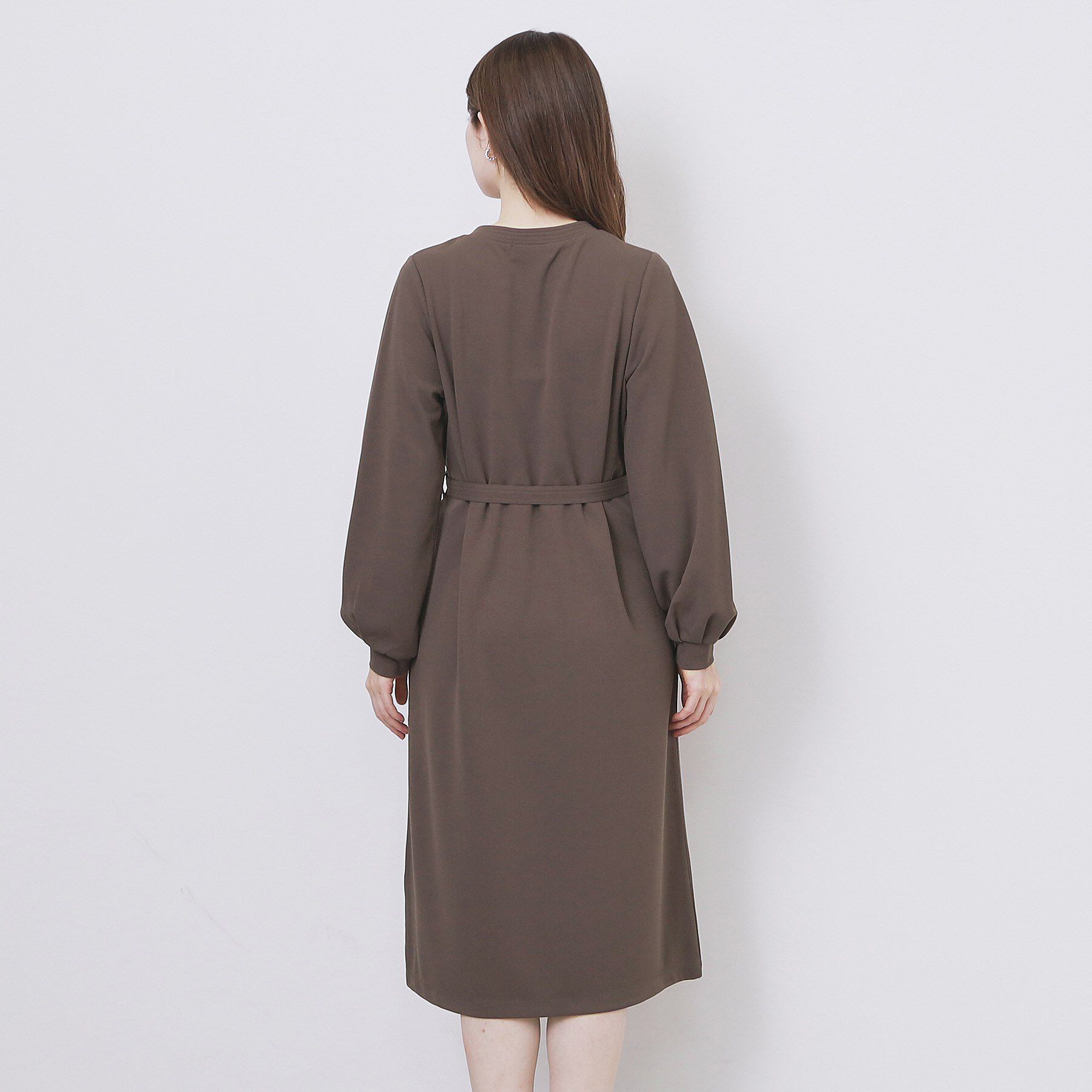 index「パール調ボタン付きキーネックワンピース【洗濯機OK】《S～3L》」|ワンピース|