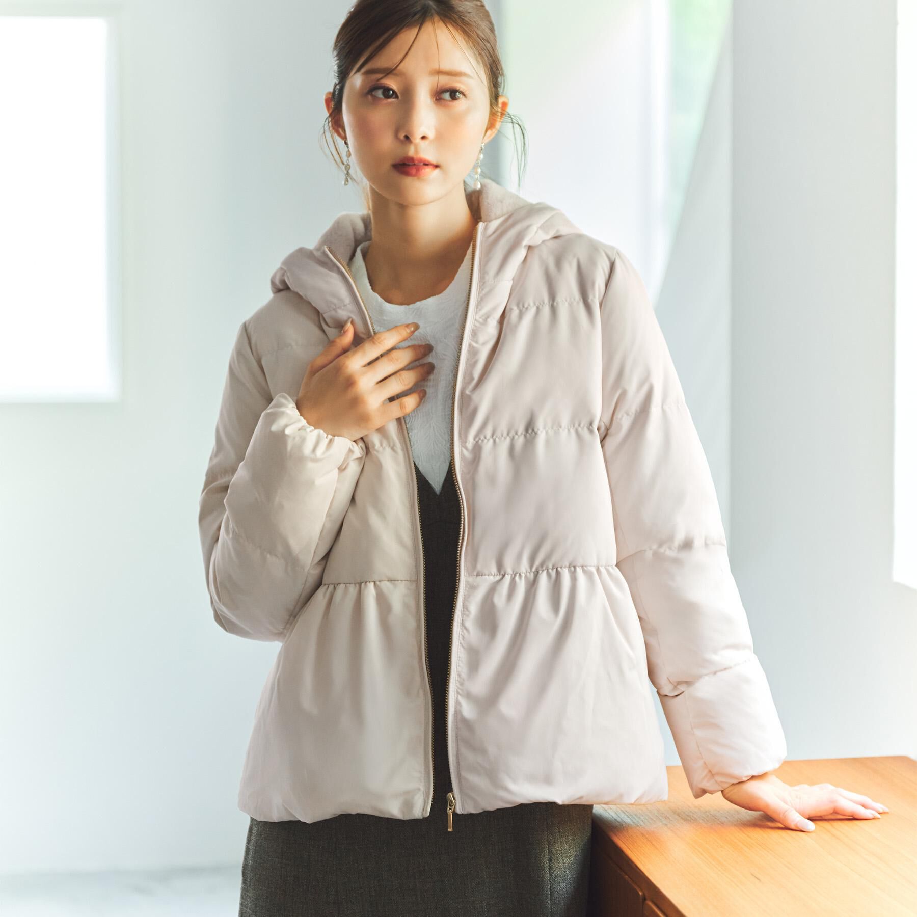 index「KAWADAダウンペプラムショートコート【撥水/洗濯機OK/静電気防止裏地】」|ダウン|