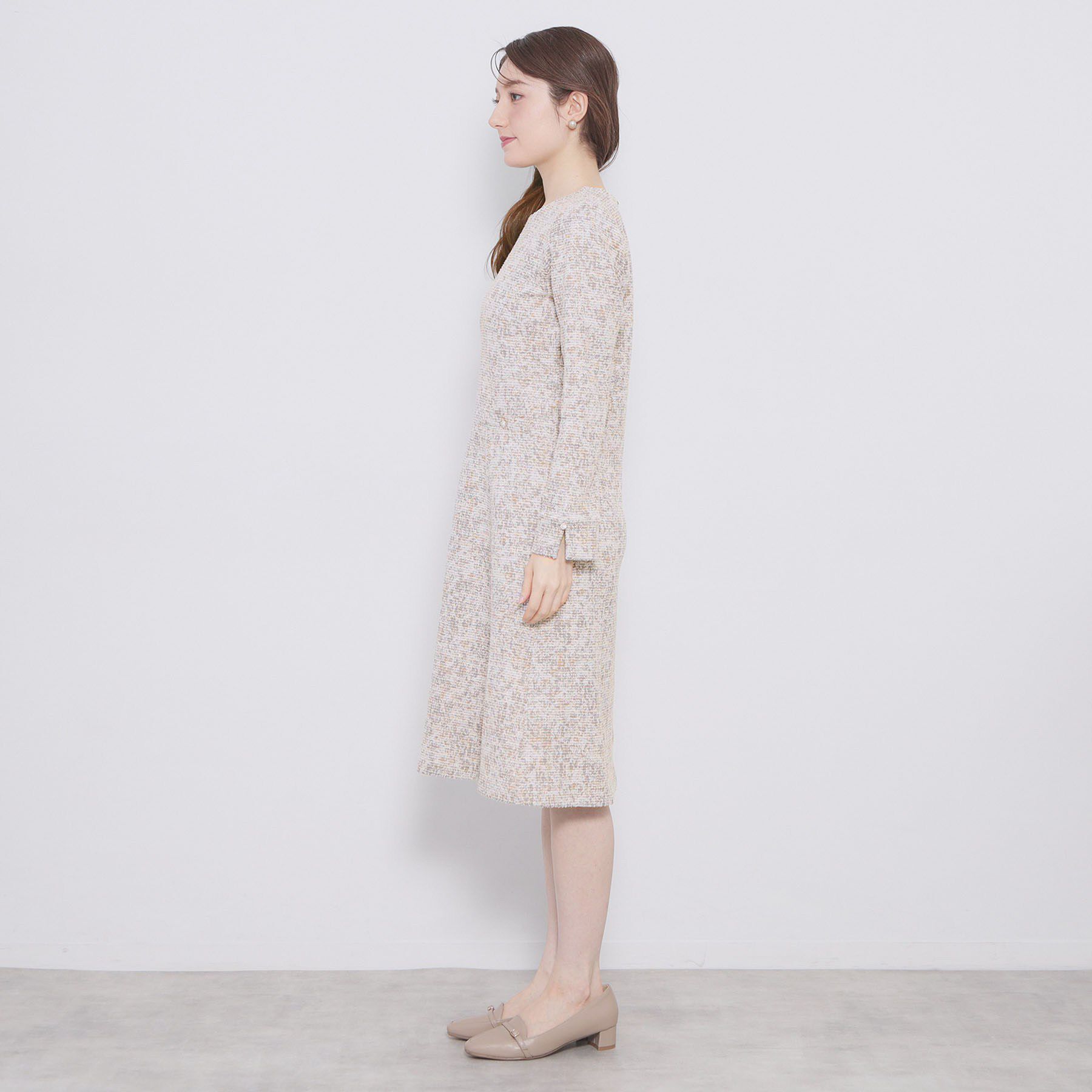 index「ミックスツィードパネルフレアワンピース【ハンドウォッシャブル／イージーアイロン／ストレッチ】」|ワンピース|