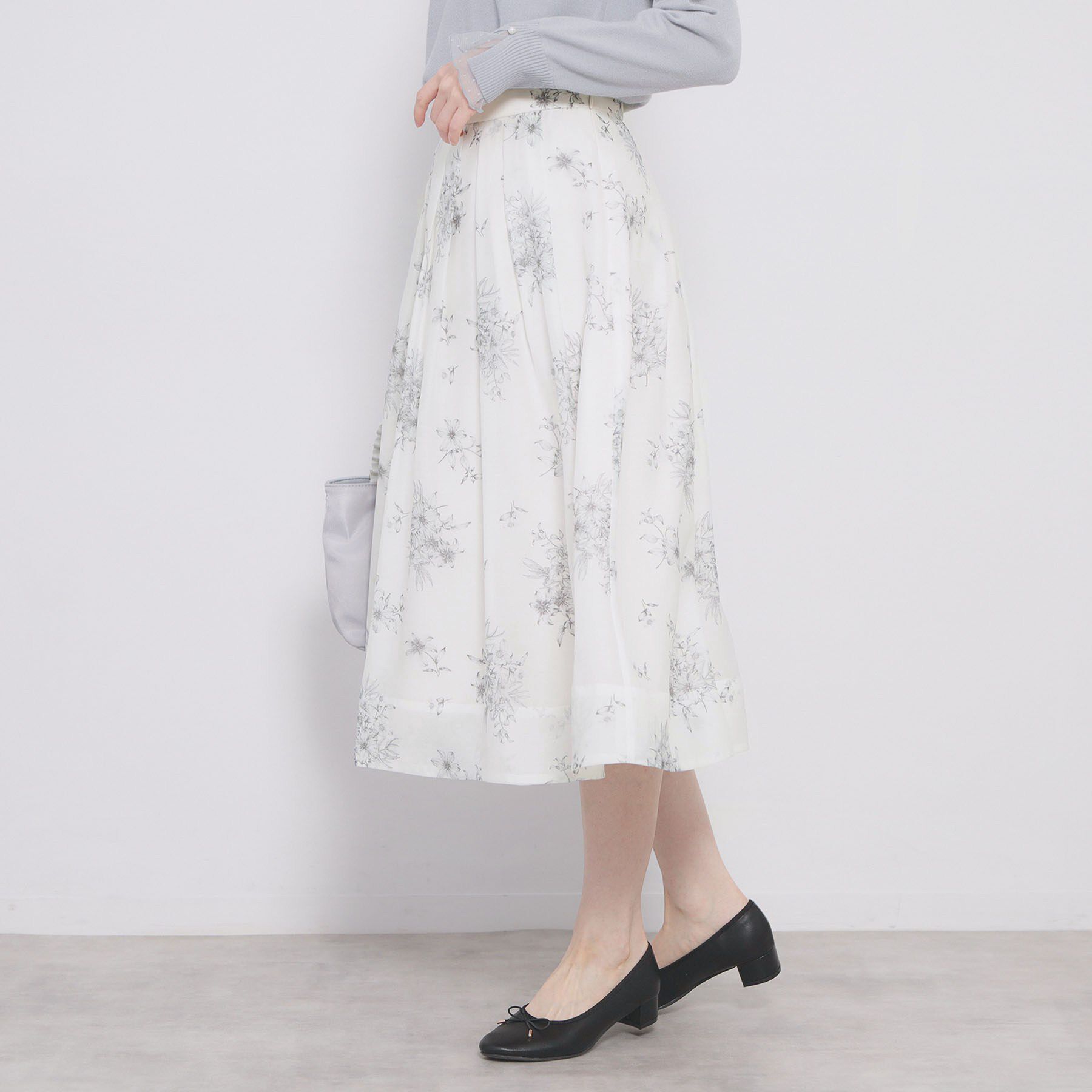 index「オーガンジーフラワーフレアスカート【洗濯機OK／イージーアイロン】」|スカート|