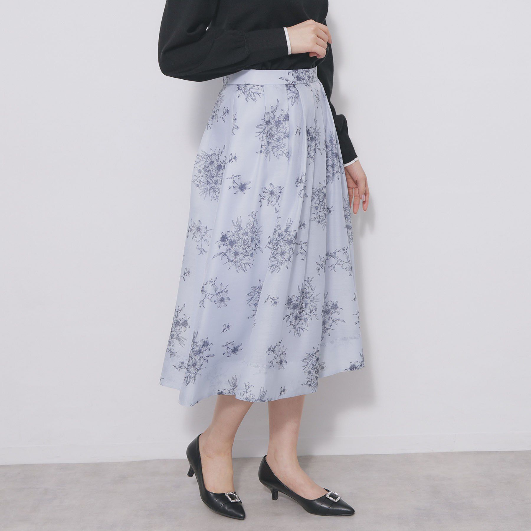 index「オーガンジーフラワーフレアスカート【洗濯機OK／イージーアイロン】」|スカート|