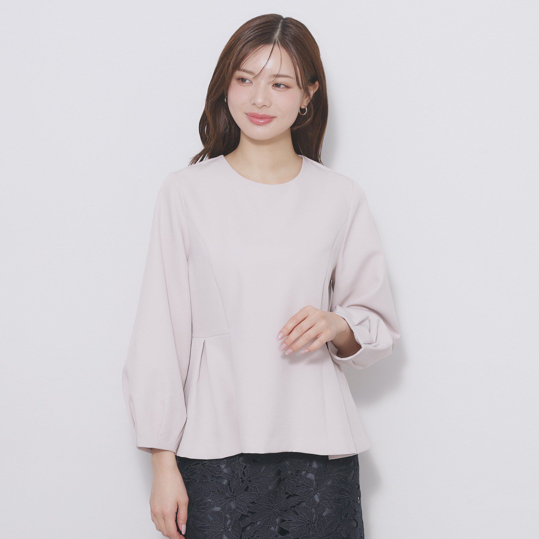 index「ダブルクロスレース衿ペプラムブラウス【洗濯機OK／ストレッチ】」|シャツ・ブラウス|