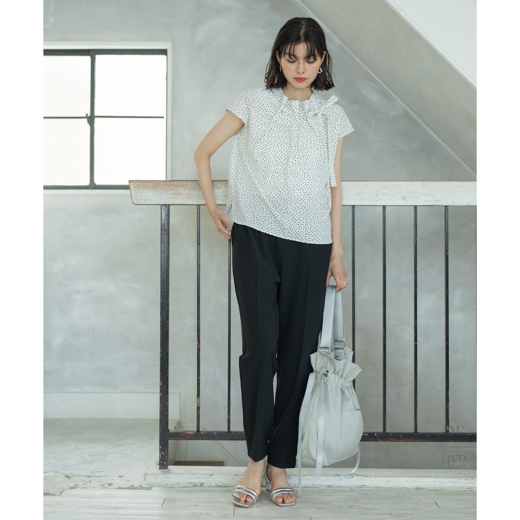 OPAQUE.CLIP「ドットボウタイブラウス【洗濯機洗い可】」|シャツ・ブラウス|