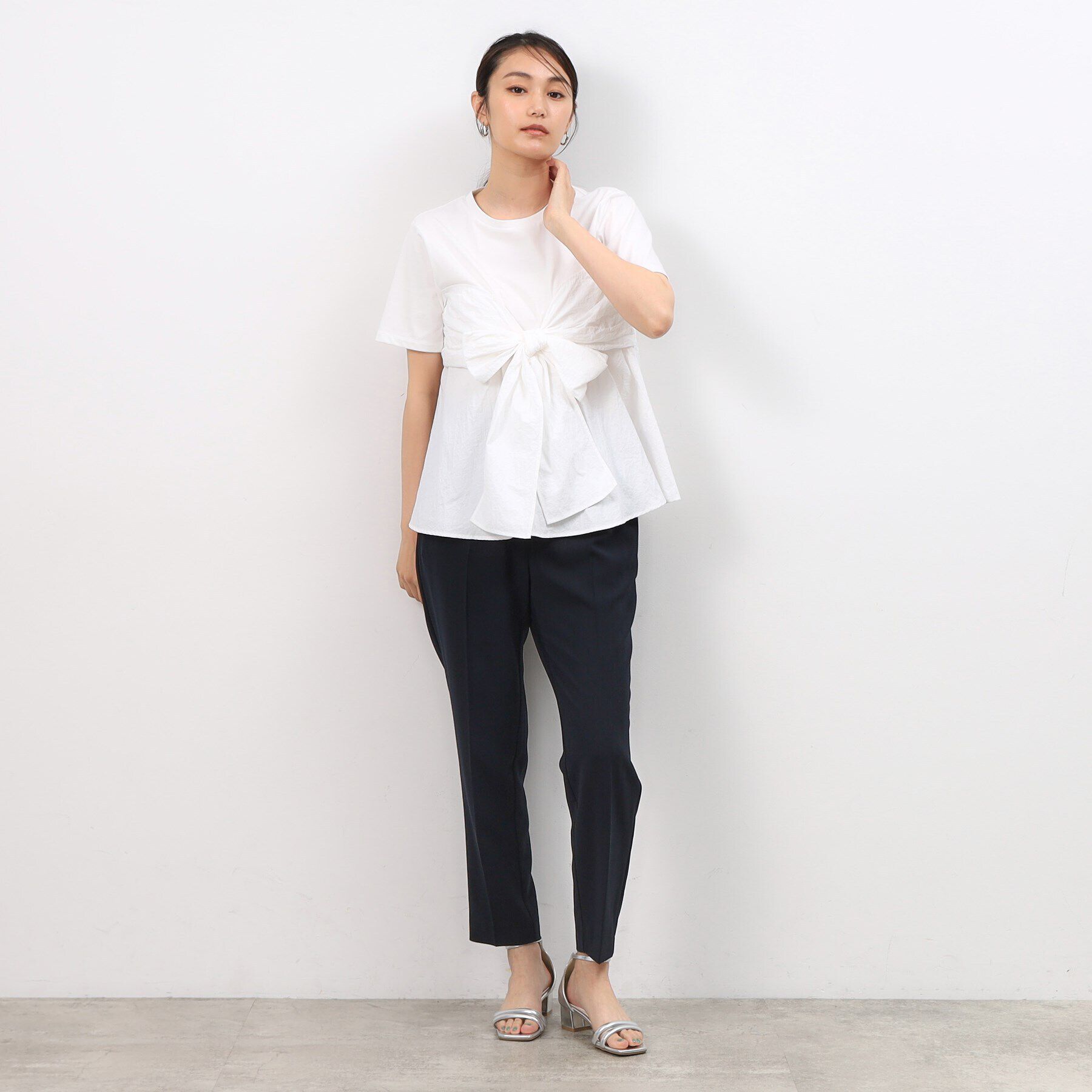 OPAQUE.CLIP「リボンビスチェドッキングカットソー【洗濯機洗い可】」|Tシャツ・カットソー|