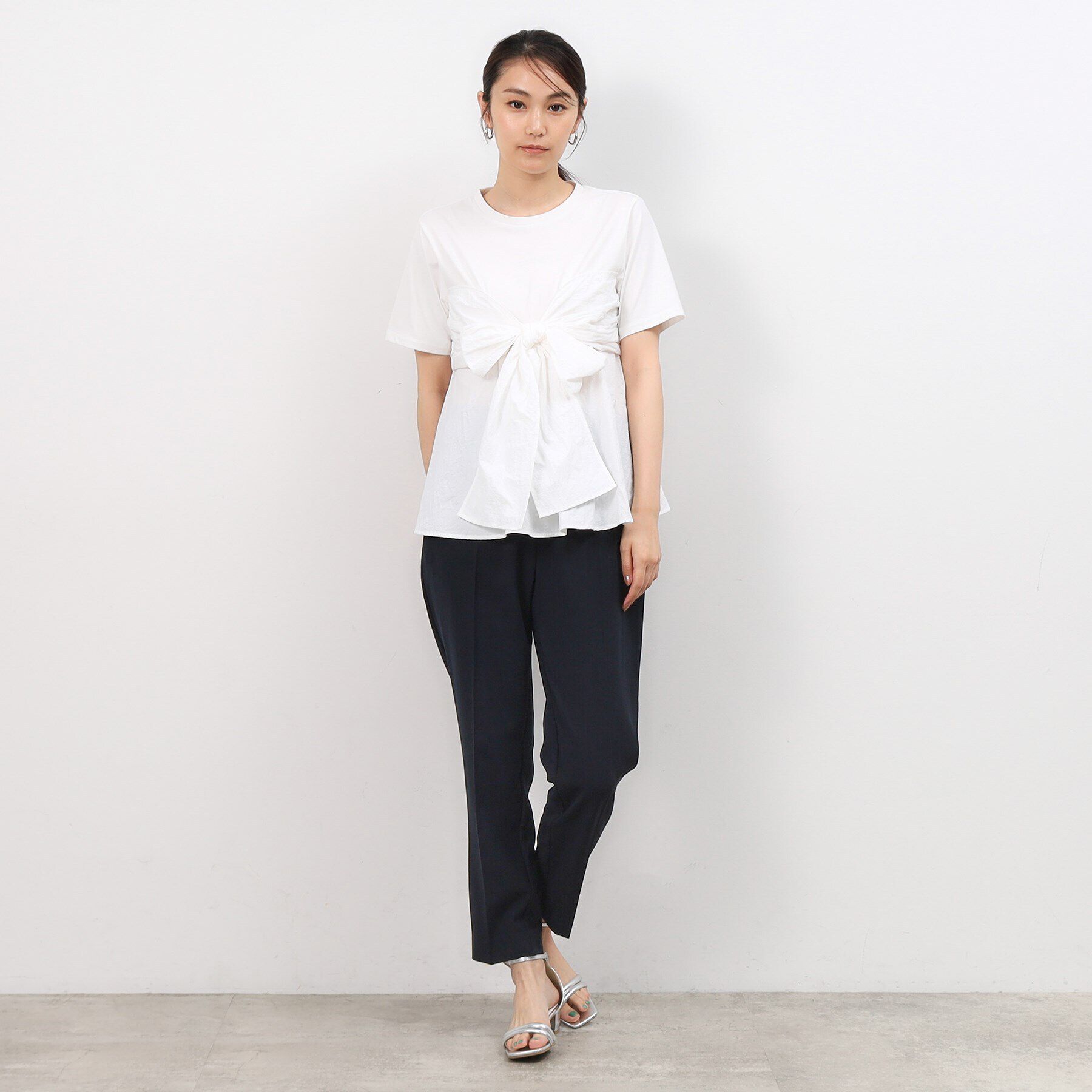 OPAQUE.CLIP「リボンビスチェドッキングカットソー【洗濯機洗い可】」|Tシャツ・カットソー|