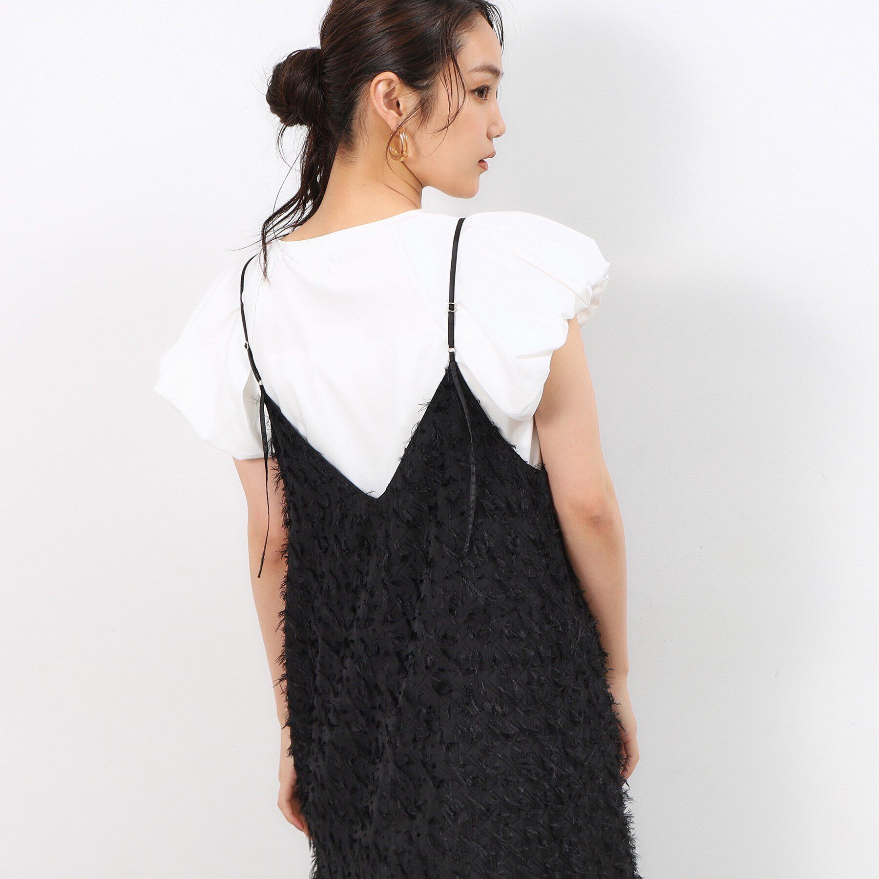 OPAQUE.CLIP「前後2WAYフリンジキャミワンピース【洗濯機洗い可】」|ワンピース|