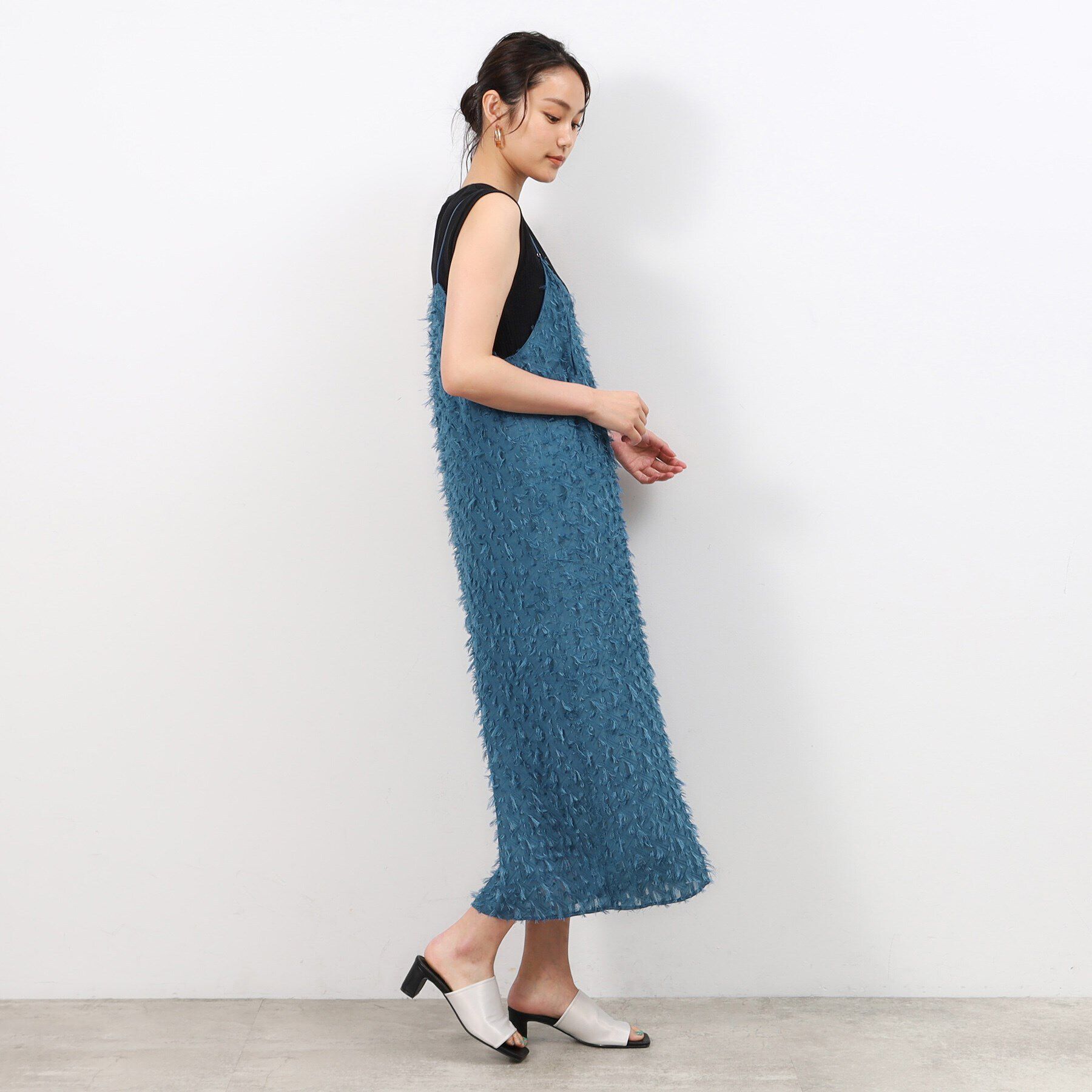 OPAQUE.CLIP「前後2WAYフリンジキャミワンピース【洗濯機洗い可】」|ワンピース|