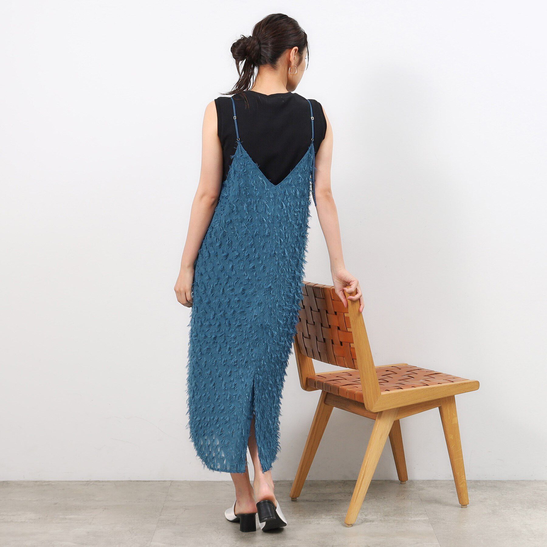 OPAQUE.CLIP「前後2WAYフリンジキャミワンピース【洗濯機洗い可】」|ワンピース|