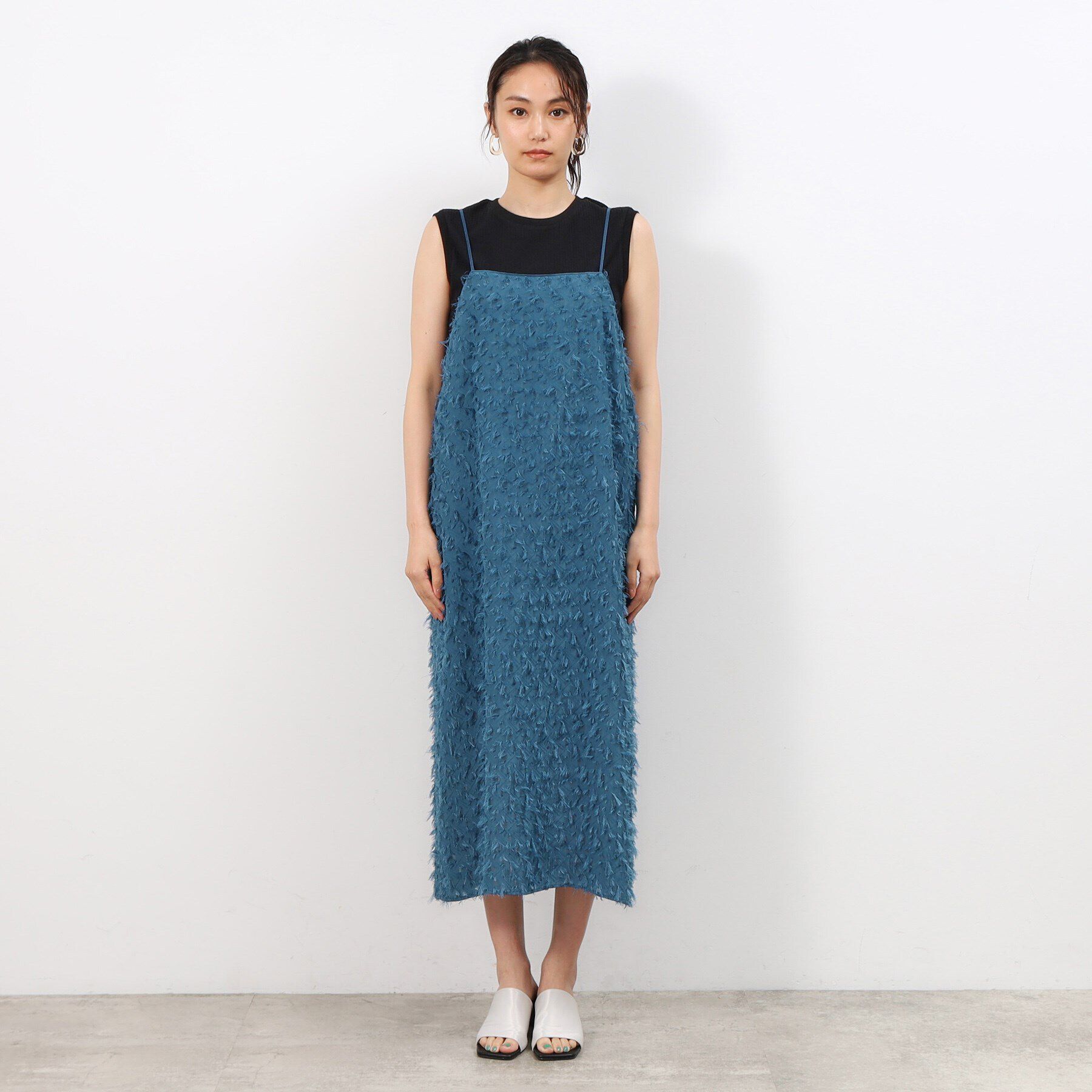 OPAQUE.CLIP「前後2WAYフリンジキャミワンピース【洗濯機洗い可】」|ワンピース|