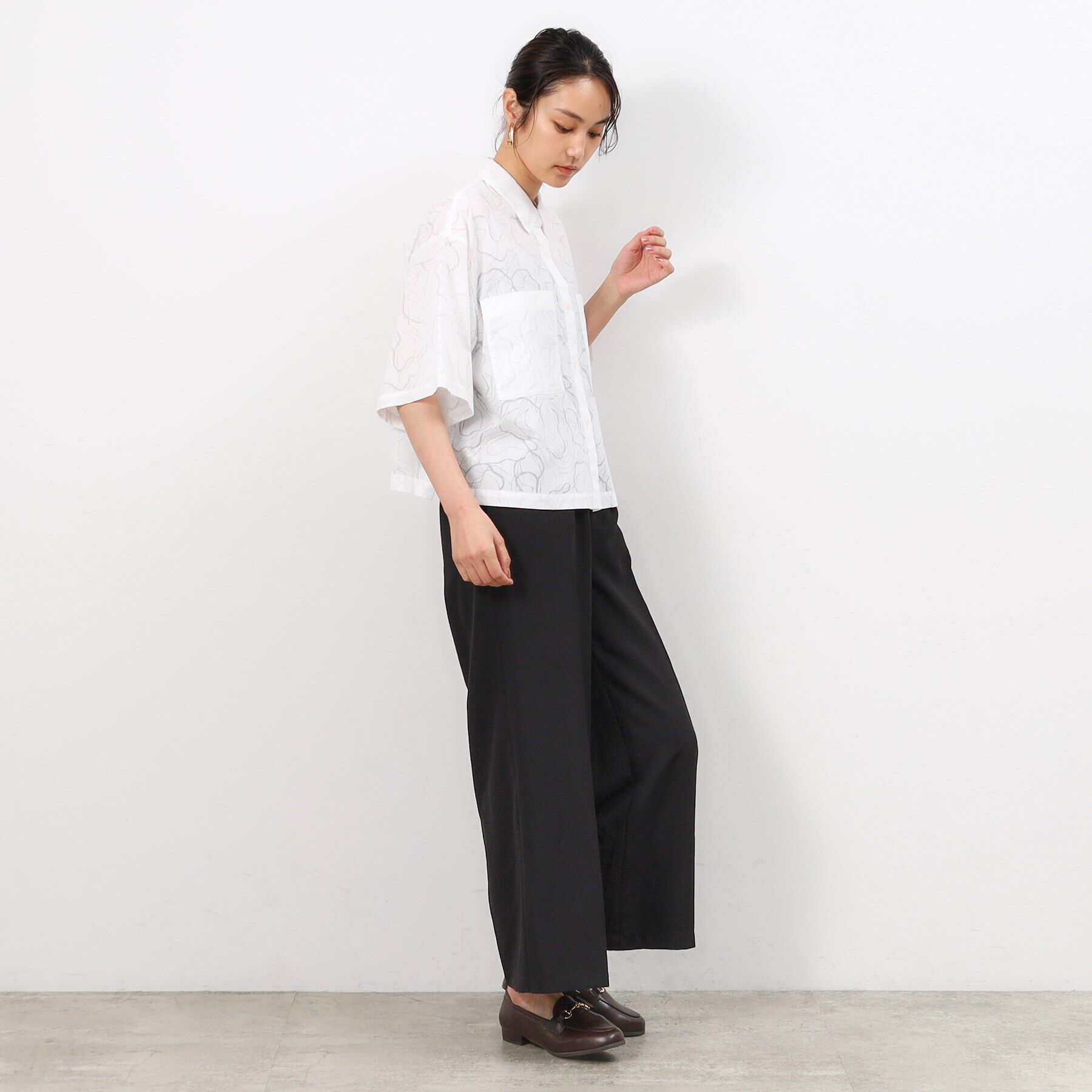 OPAQUE.CLIP「オパール柄ハーフスリーブシャツ【洗濯機洗い可】」|シャツ・ブラウス|