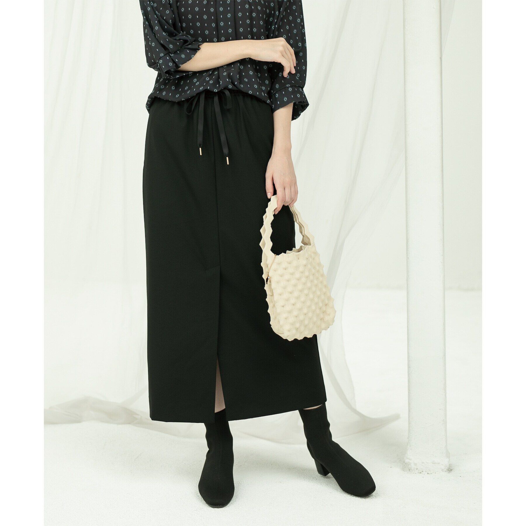 OPAQUE.CLIP「《美人百花掲載》ピンストライプイージーナロースカート【洗濯機洗い可】」|スカート|