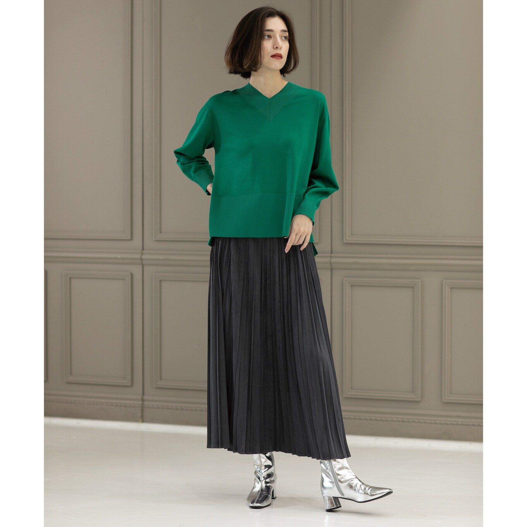 OPAQUE.CLIP「《5color》リブ使いVネックニット【洗濯機洗い可】」|ニット・セーター|