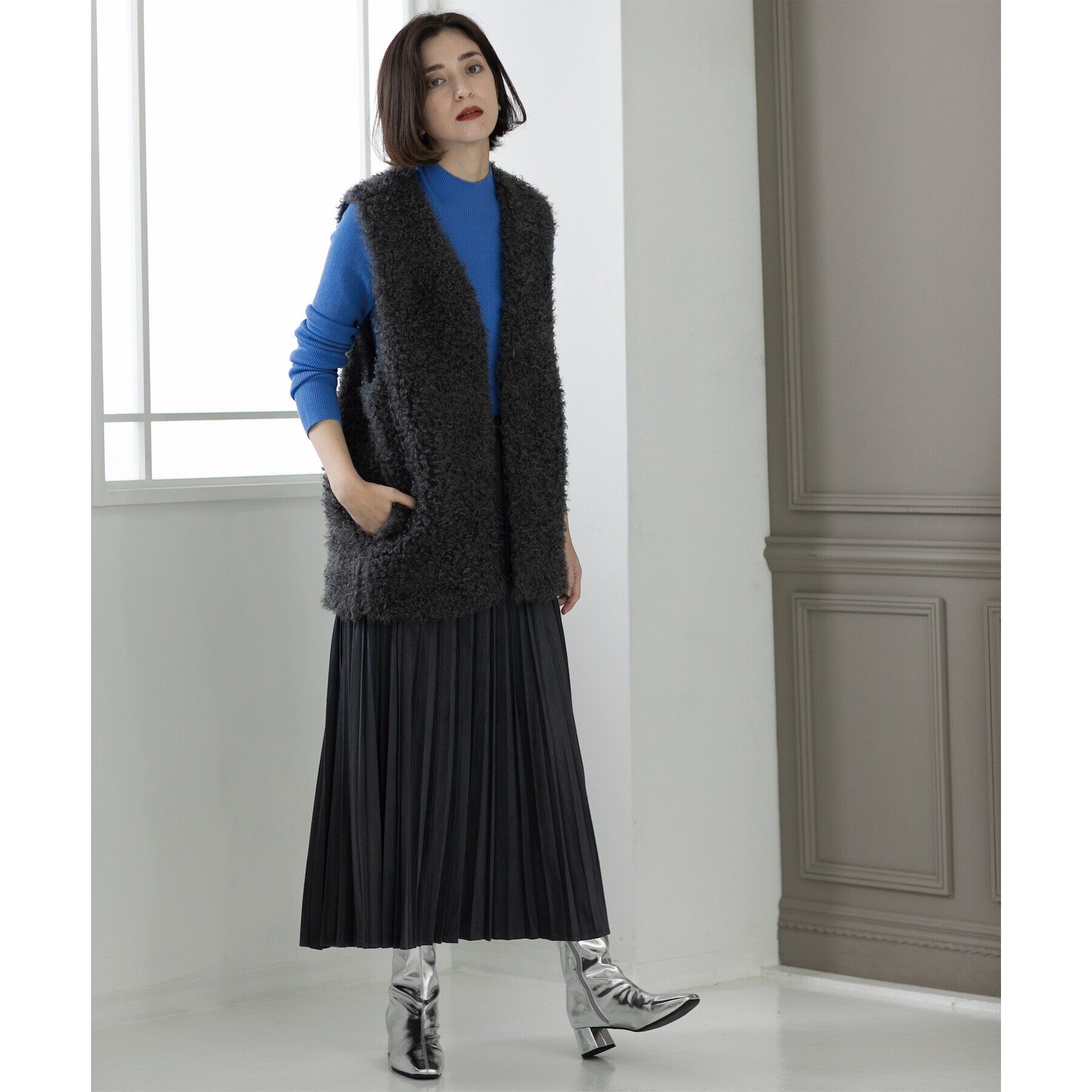 OPAQUE.CLIP「《5color/S-LLsize》フェイクスウェードイージープリーツスカート【洗濯機洗い可】」|スカート|