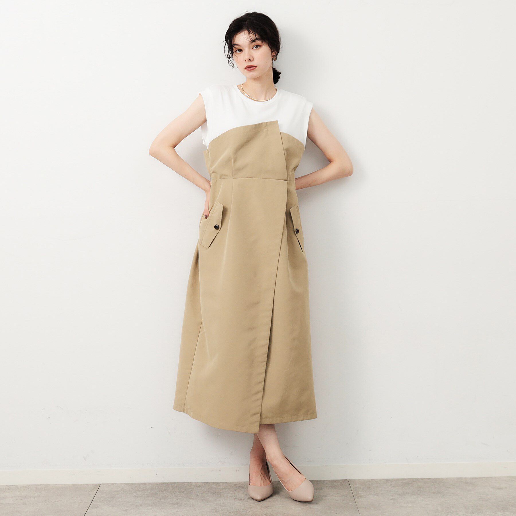 OPAQUE.CLIP「ベアトレンチ風ドッキングワンピース【洗濯機洗い可】」|ワンピース|