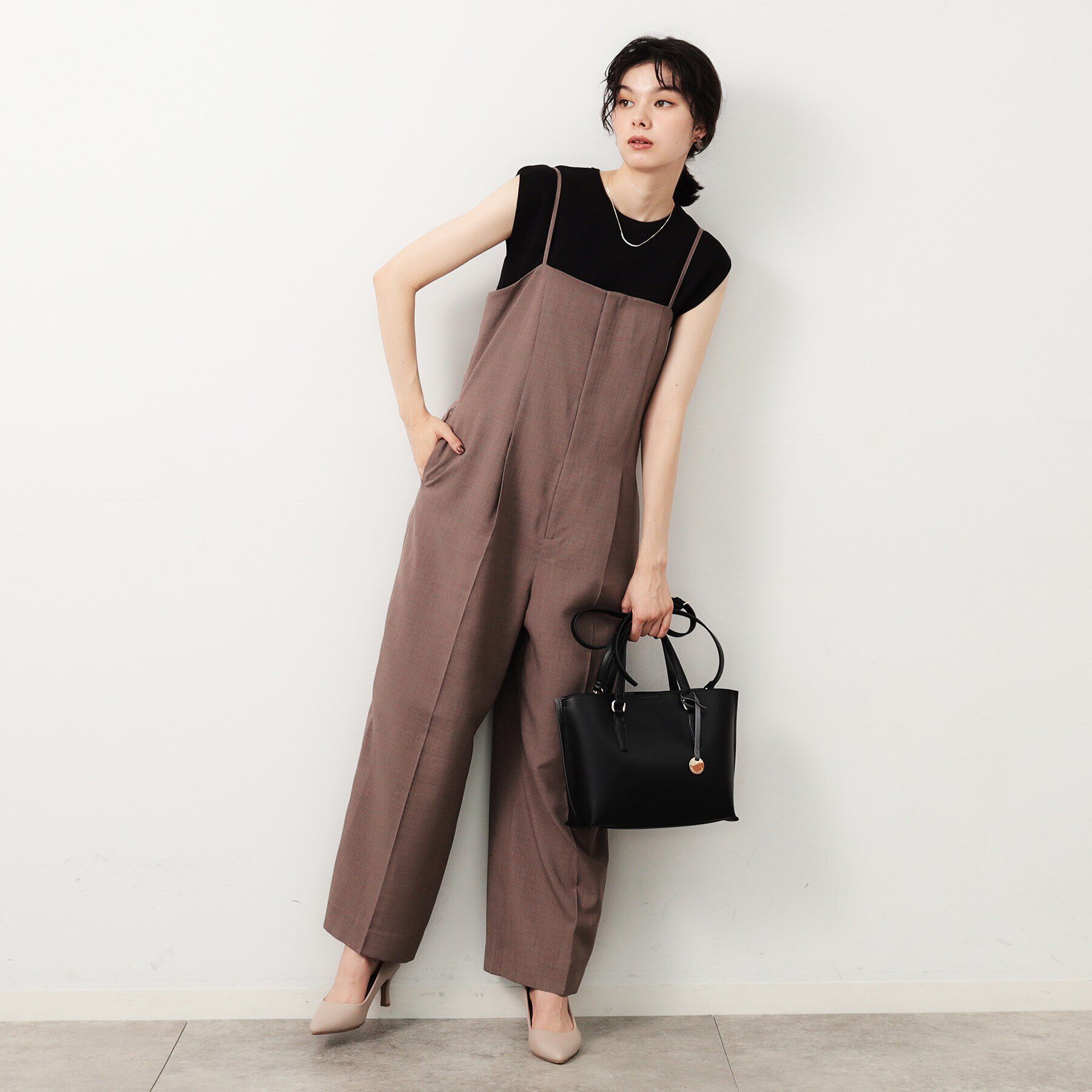 OPAQUE.CLIP「【2WAY／通勤対応】バイカラースムース合皮ミドルバッグ」|トートバッグ|