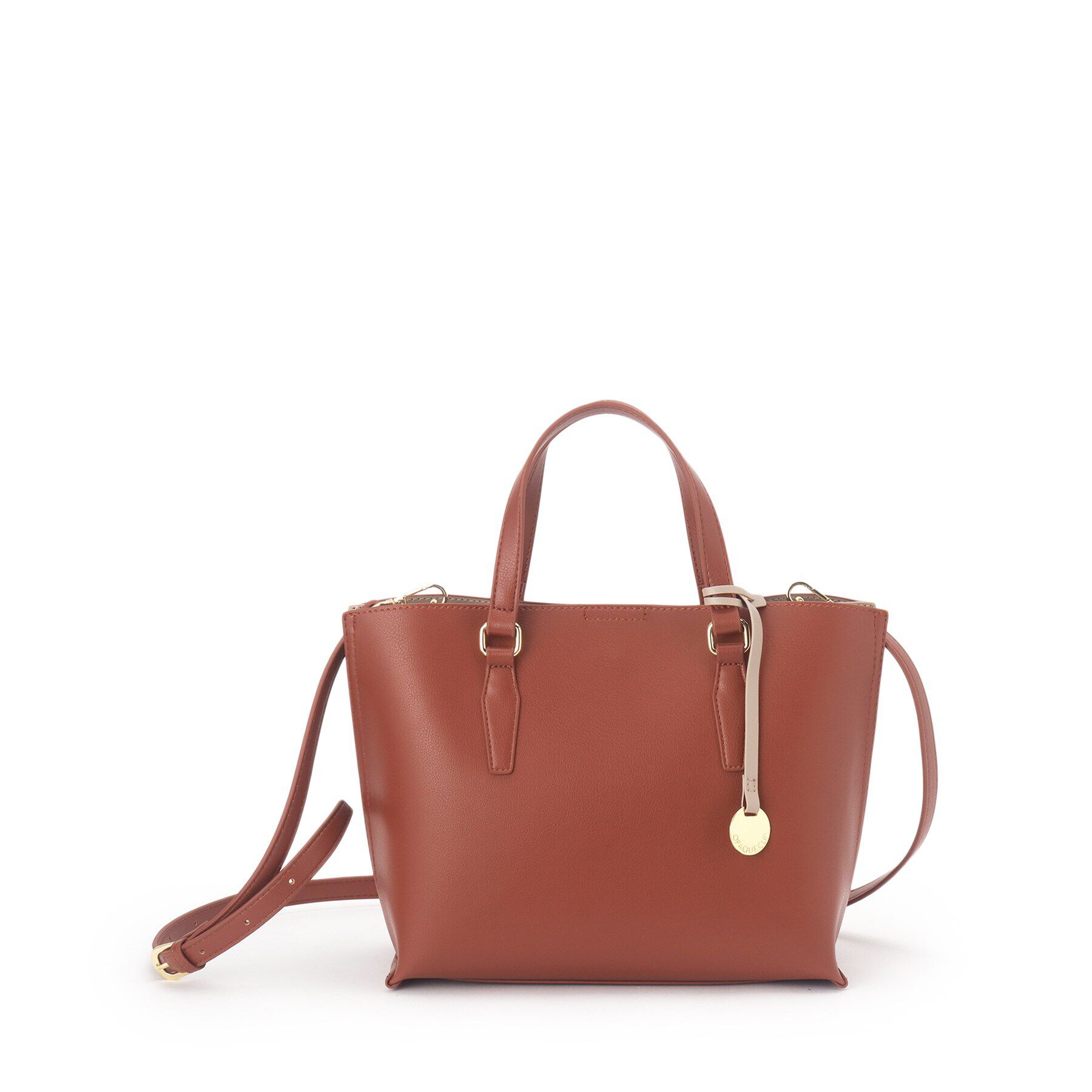 OPAQUE.CLIP「【2WAY／通勤対応】バイカラースムース合皮ミドルバッグ」|トートバッグ|レッド(562)