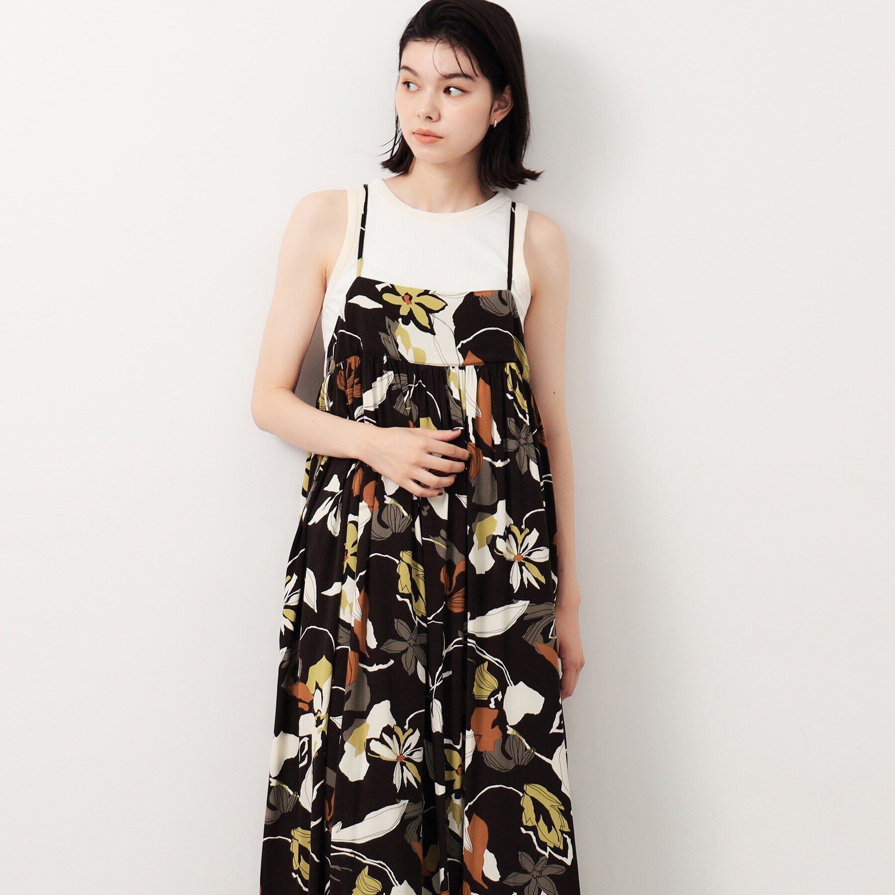 OPAQUE.CLIP「ビックフラワープリントキャミワンピース【洗える】」|ワンピース|